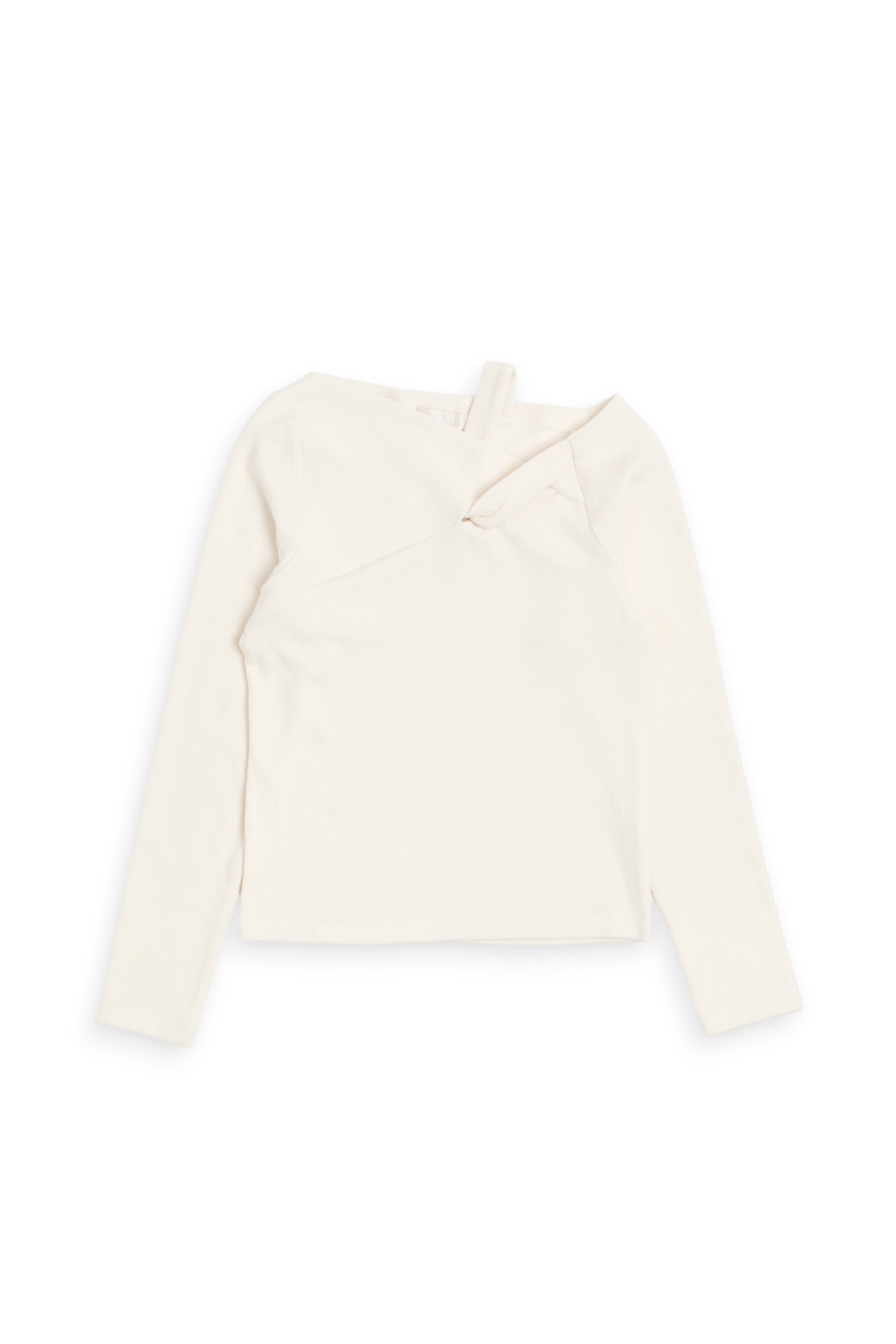 扭轉單肩 仿羊絨上衣