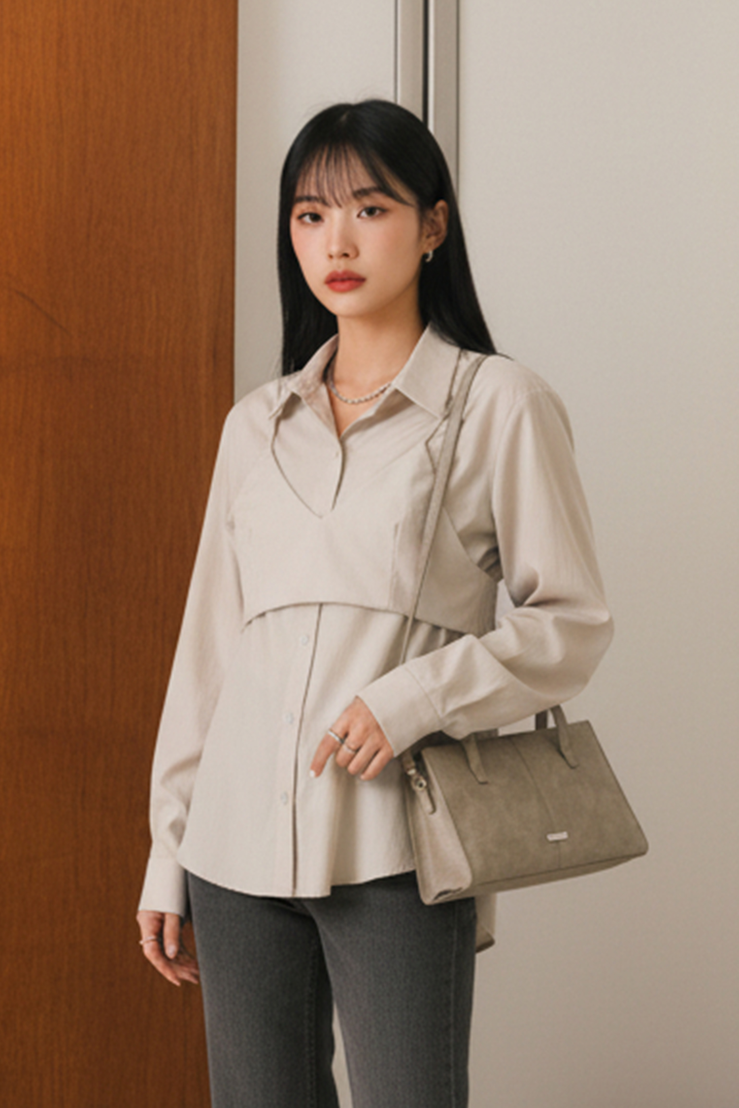 簡約率性 兩件式背心襯衫套組