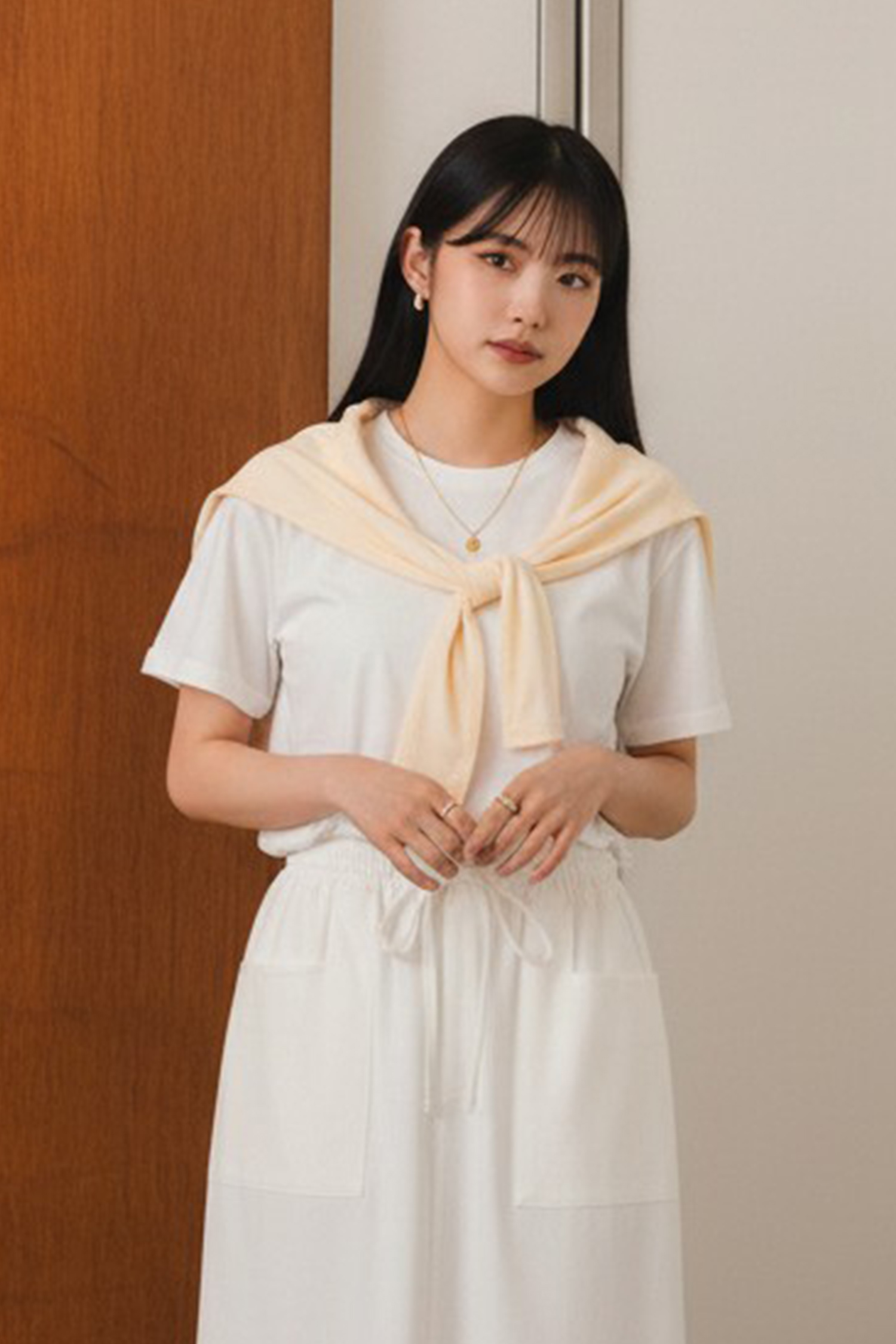 清新感 披肩短袖上衣組