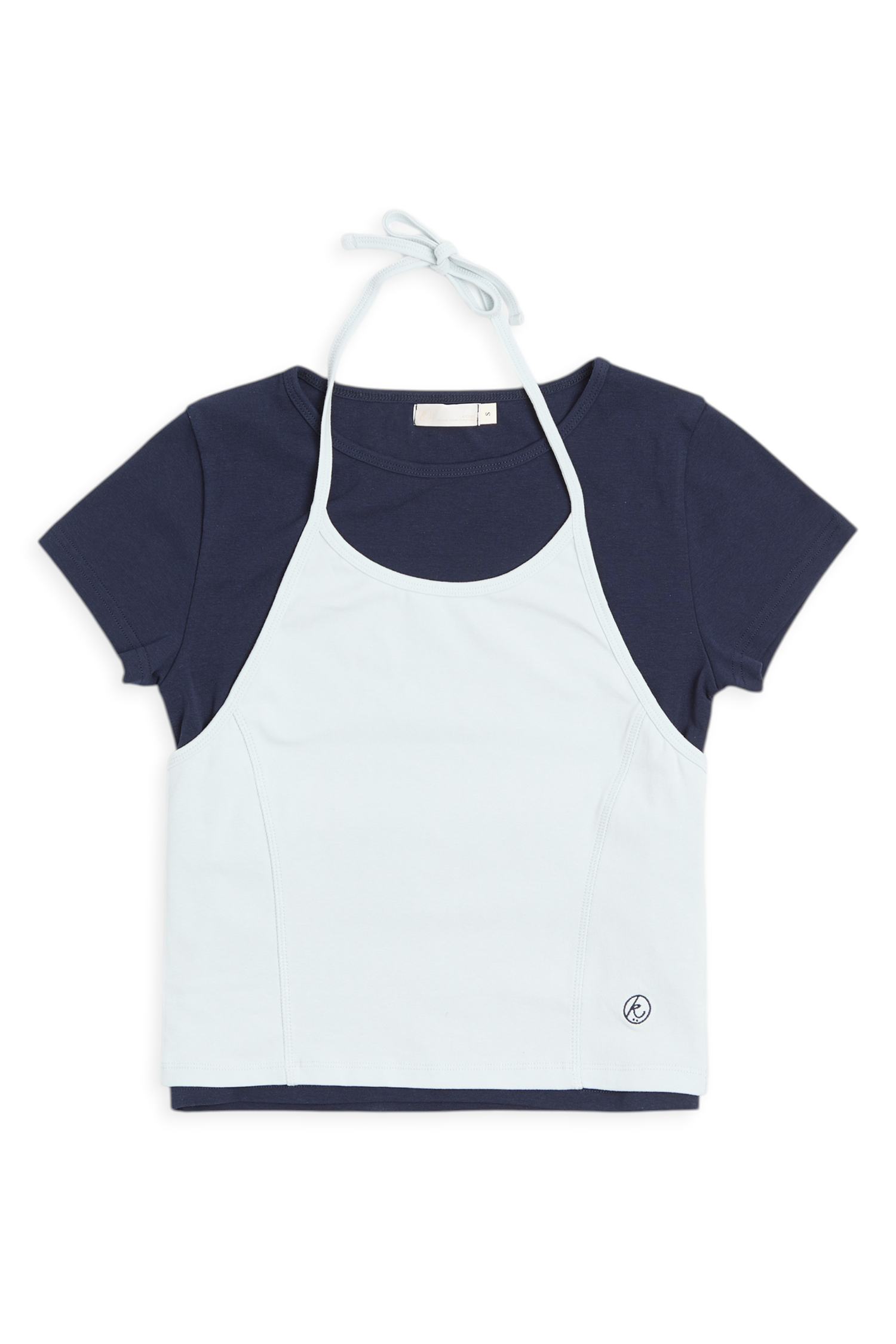 雙層式 繞脖短袖上衣組