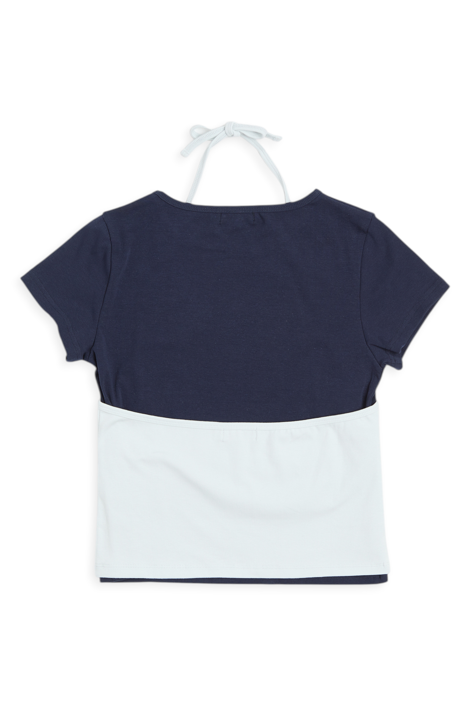 雙層式 繞脖短袖上衣組