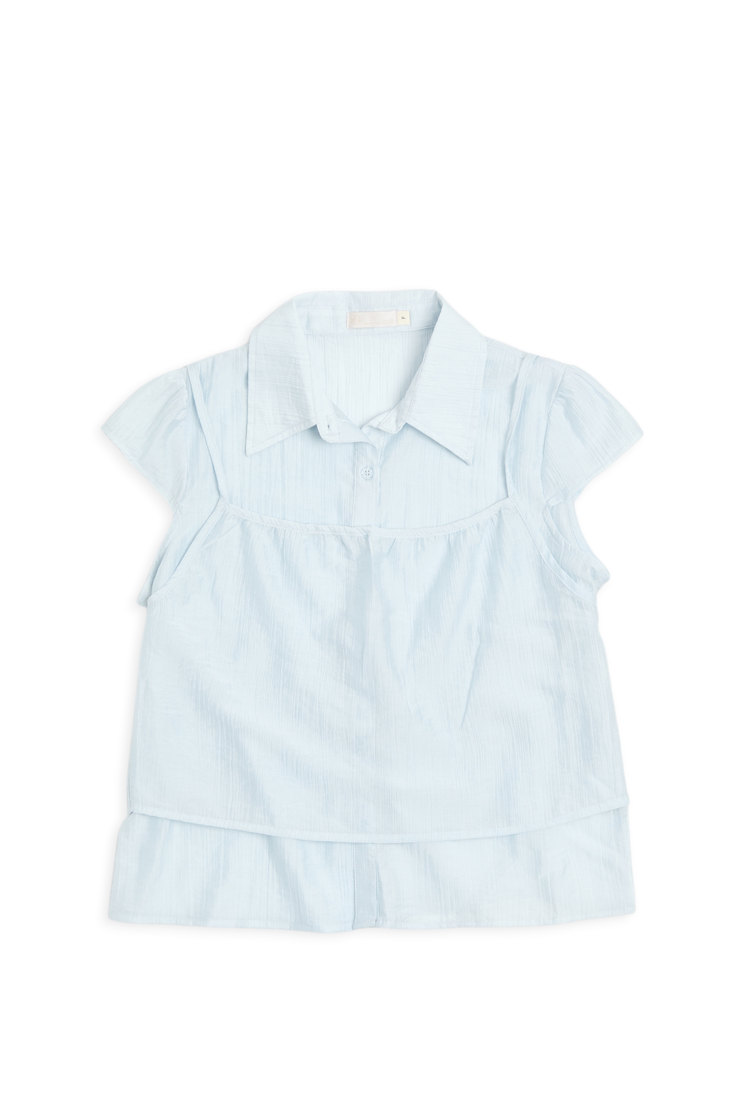 微光透膚 雙層短袖襯衫