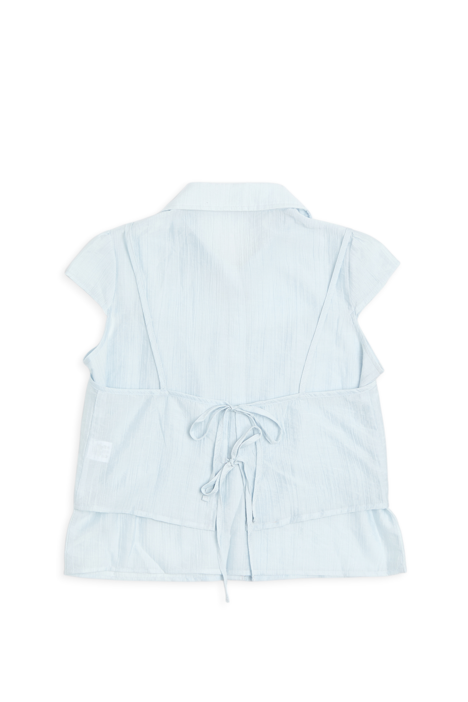 微光透膚 雙層短袖襯衫