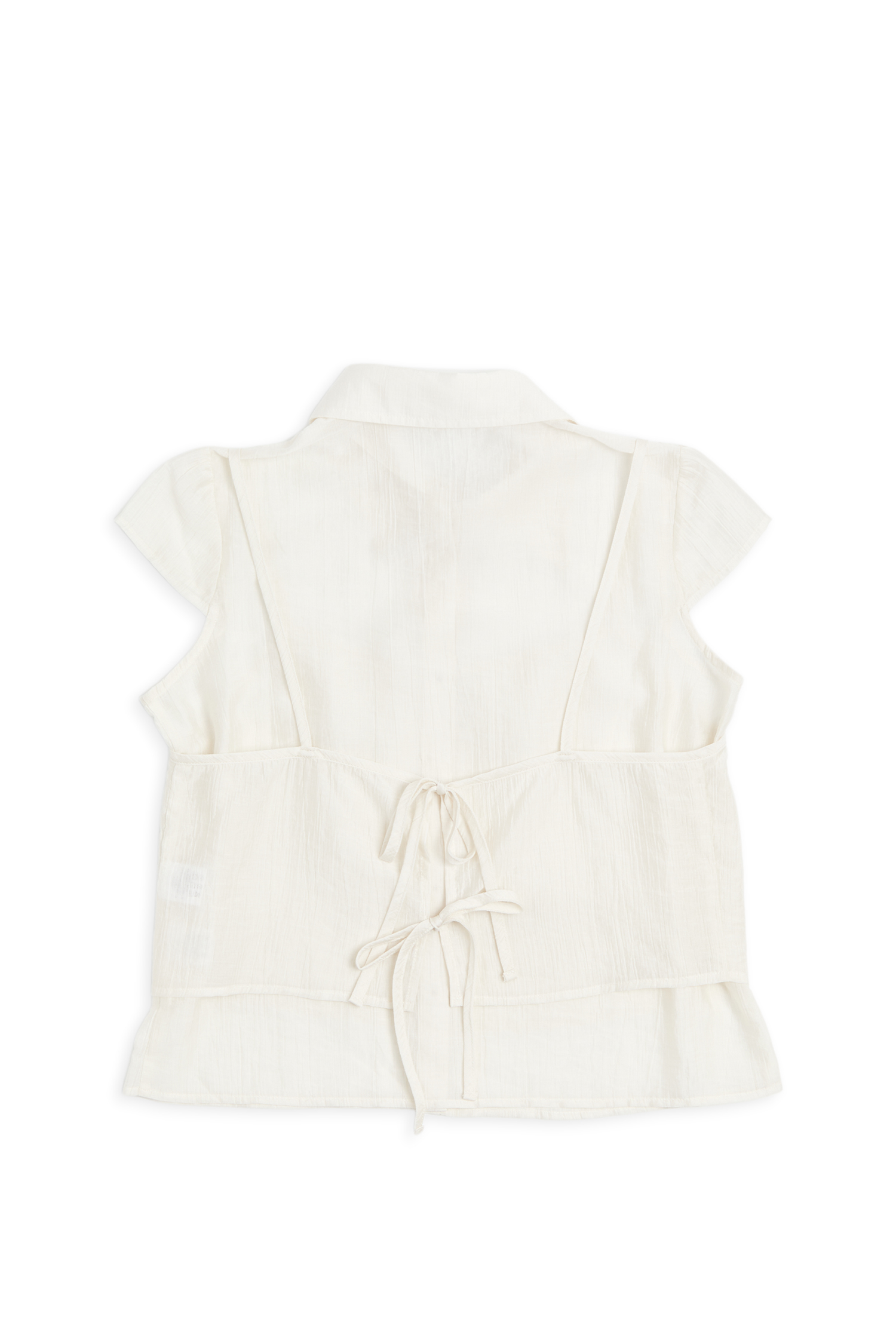 微光透膚 雙層短袖襯衫