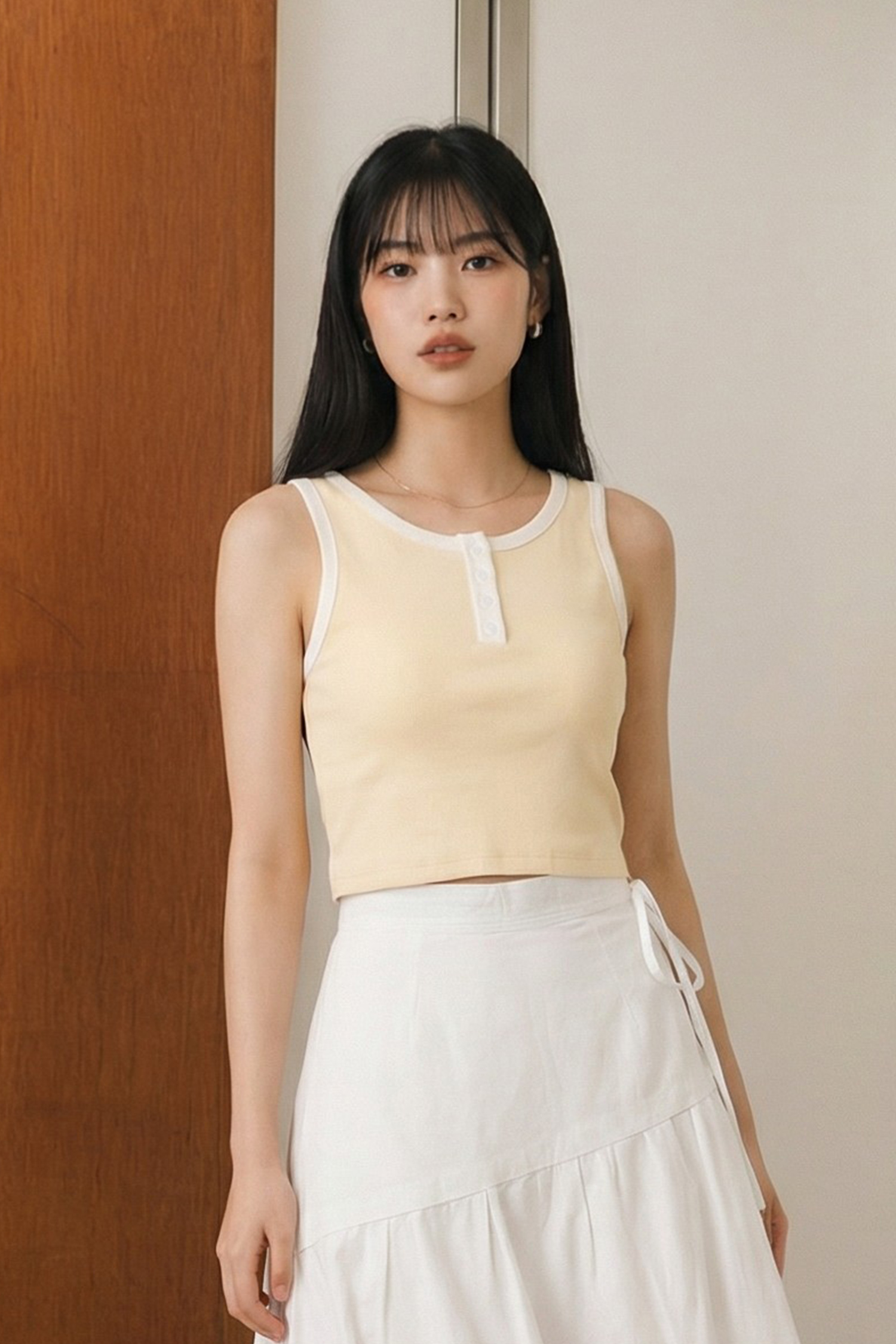 半開襟 羅紋Bra背心