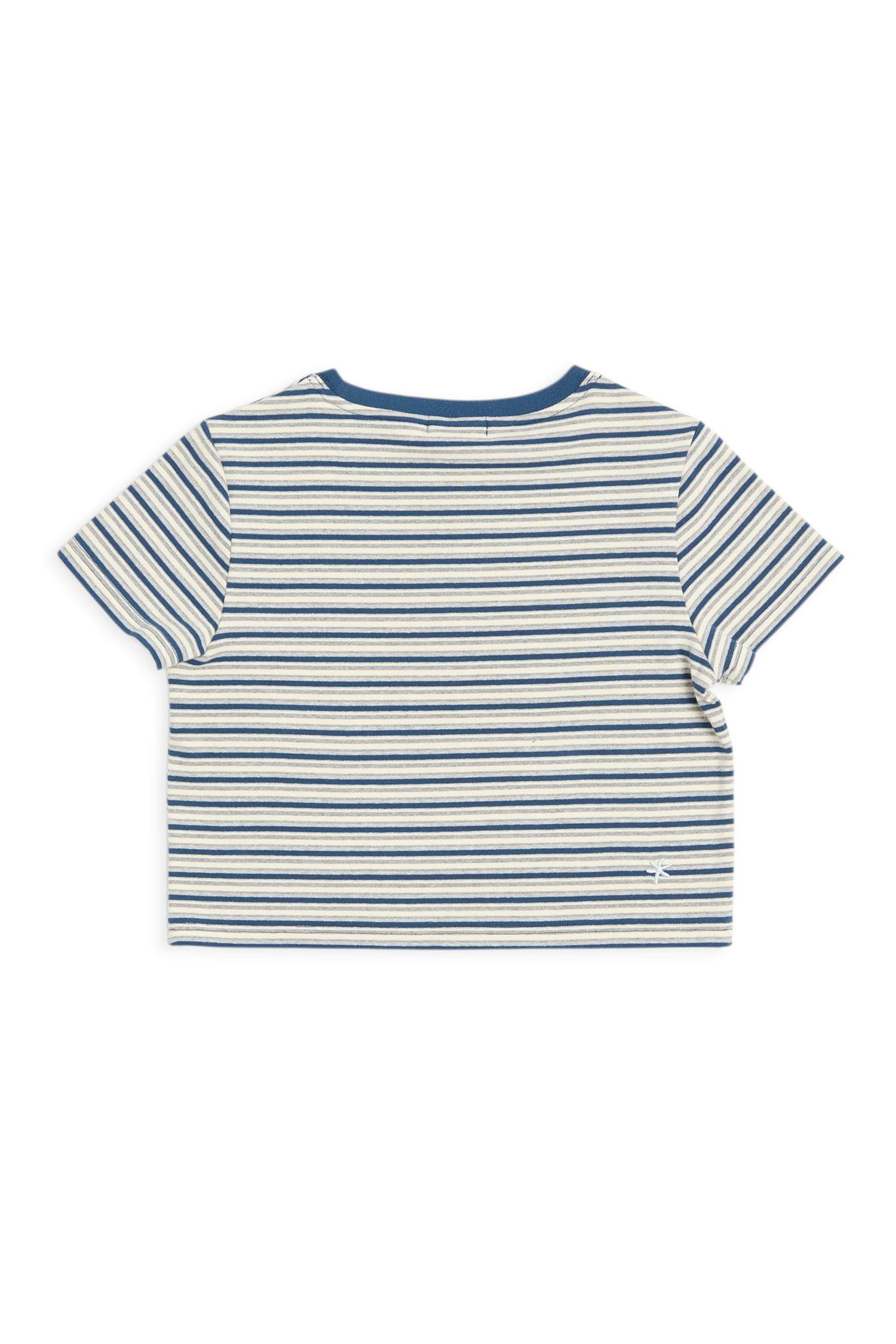 小花刺繡 條紋短袖上衣