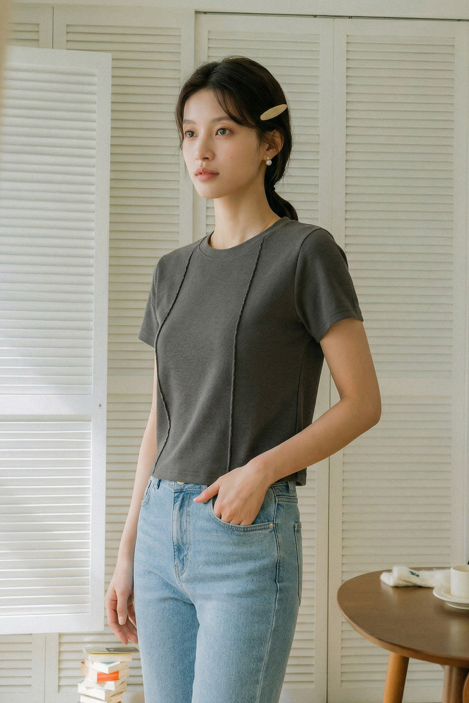 立體線條 親膚果凍上衣