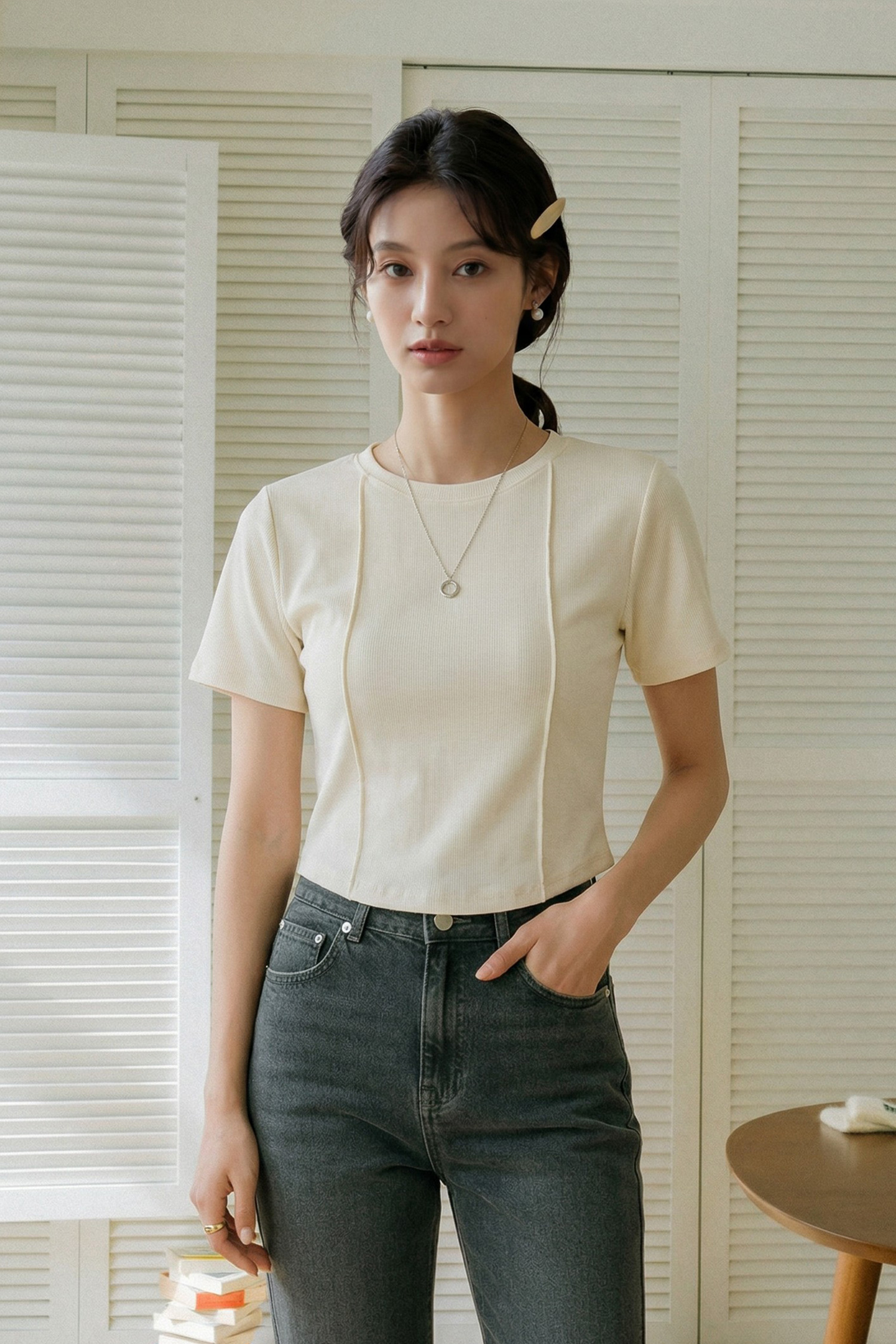 立體線條 親膚果凍上衣