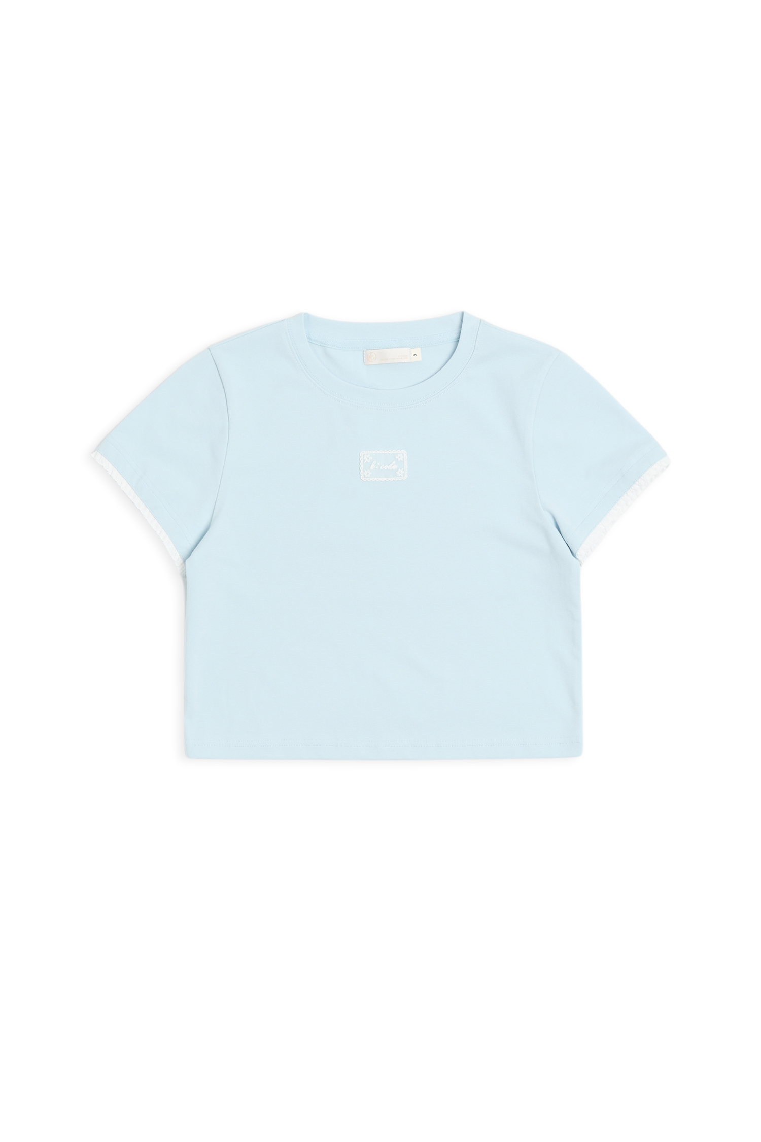 蕾絲刺繡 圓領短袖上衣