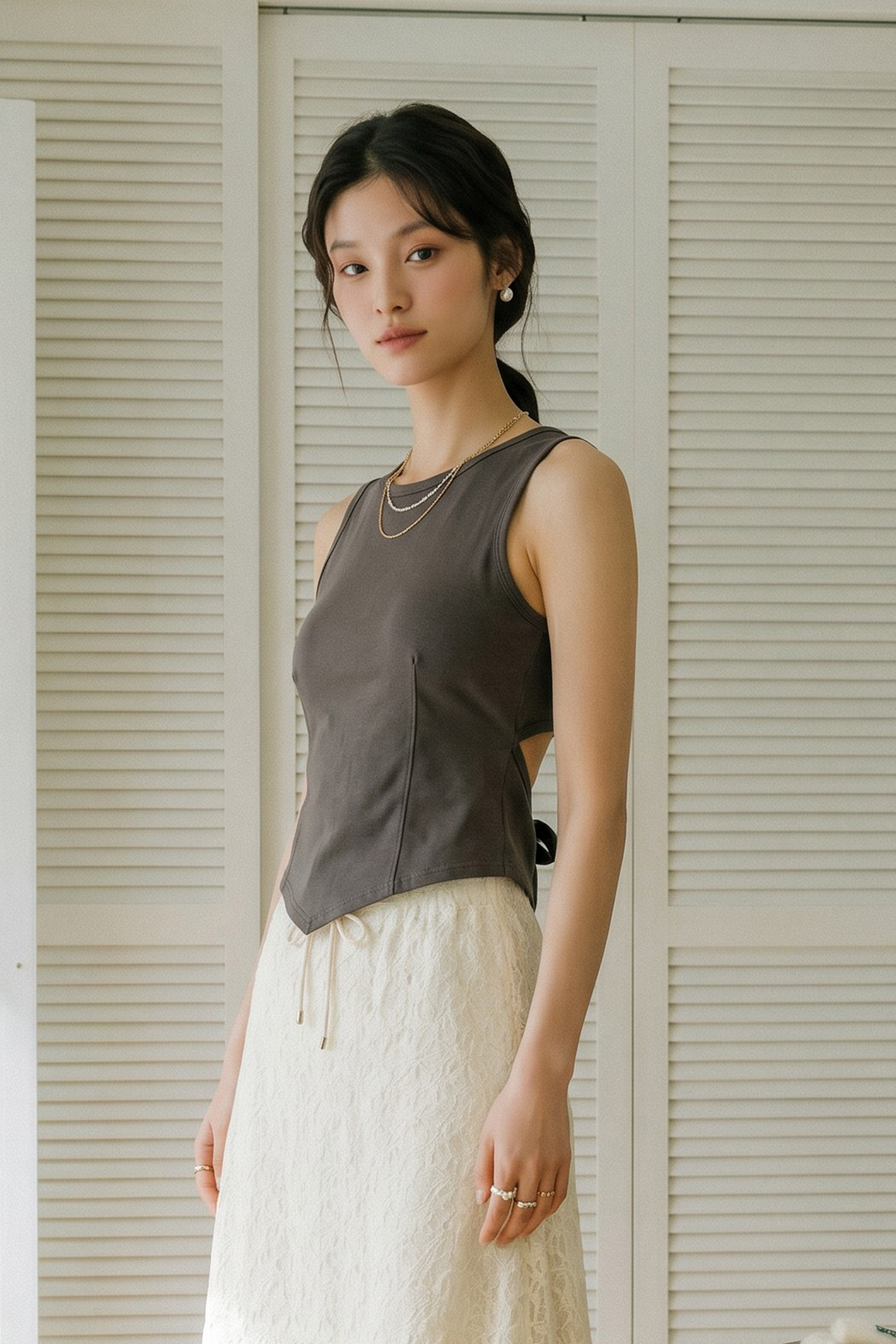 簍空挖背 綁結造型背心