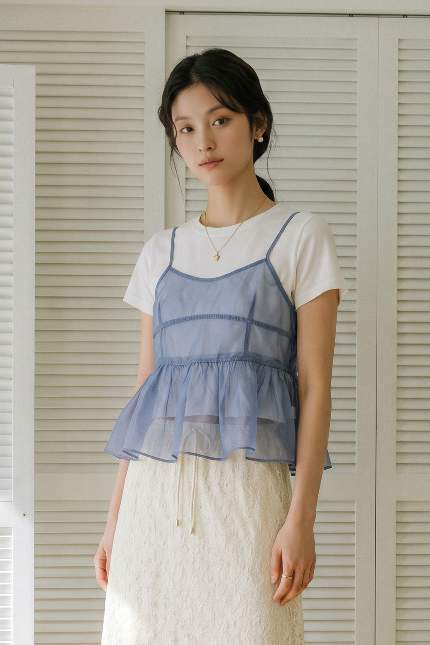 微光透紗 細肩外搭背心