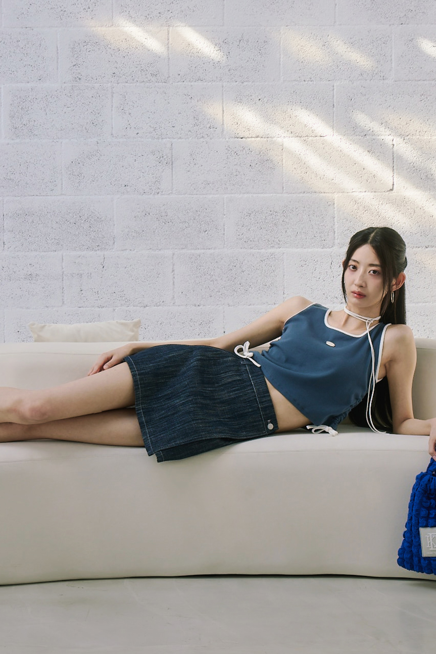 K:CODE 牛仔蓋片短裙(女)