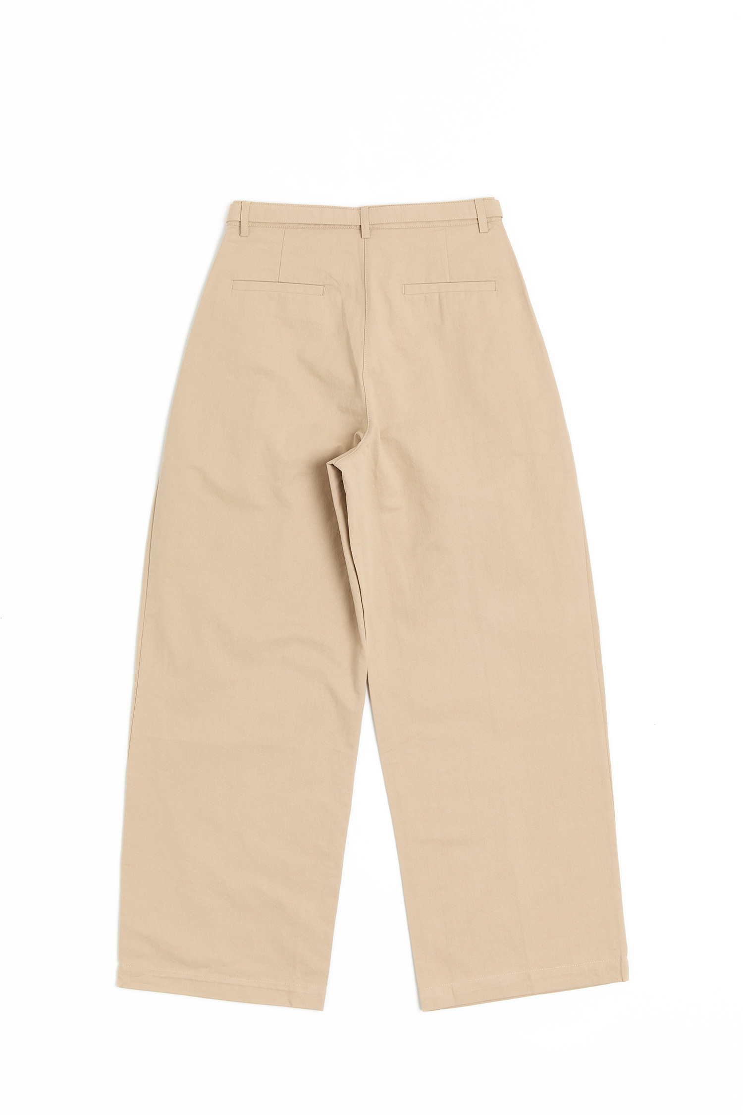 挺料斜紋 腰帶直筒廓型褲(女)