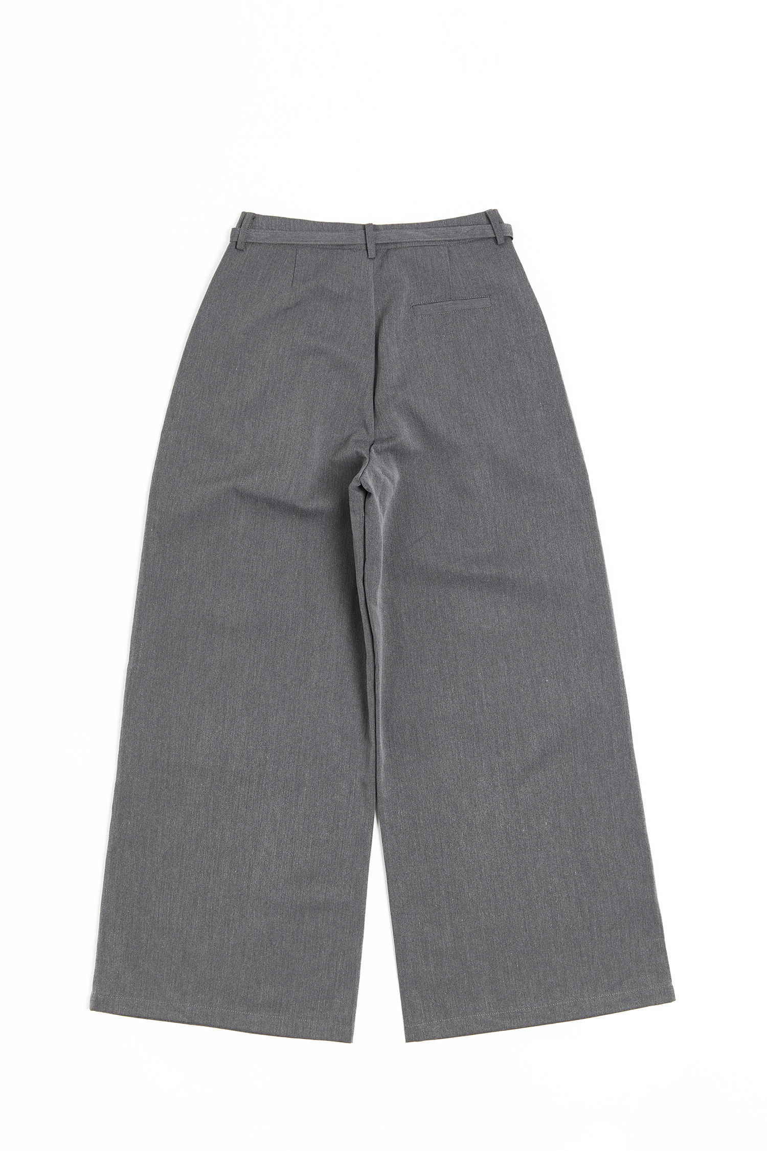 壓褶腰帶 闊腿寬口西褲(女)