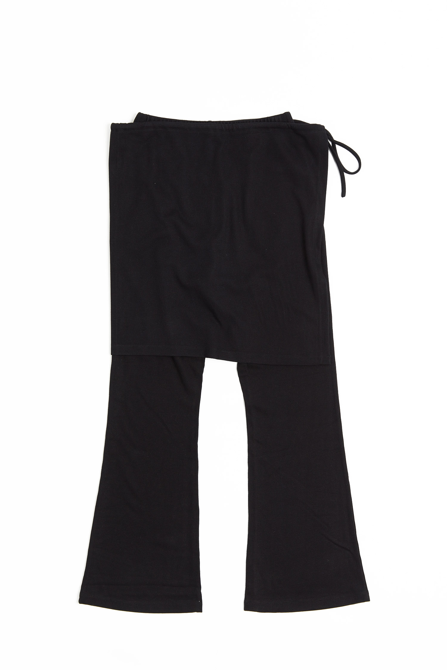 綁結片裙 坑條針織喇叭褲