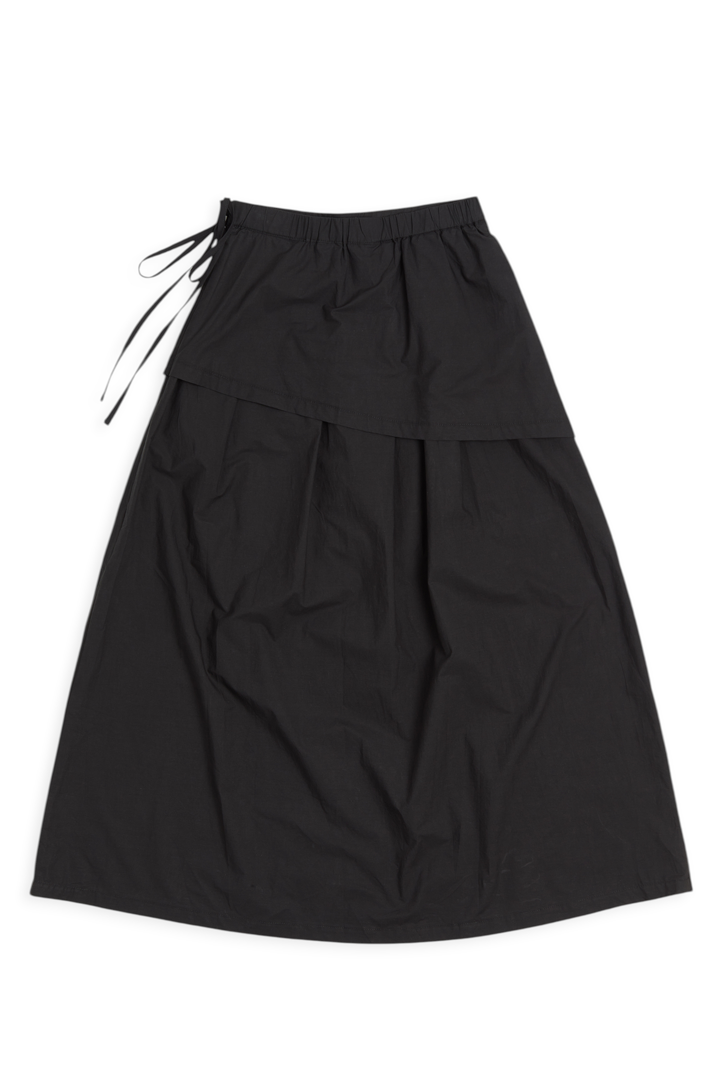 雙層造型 抓褶傘擺裙