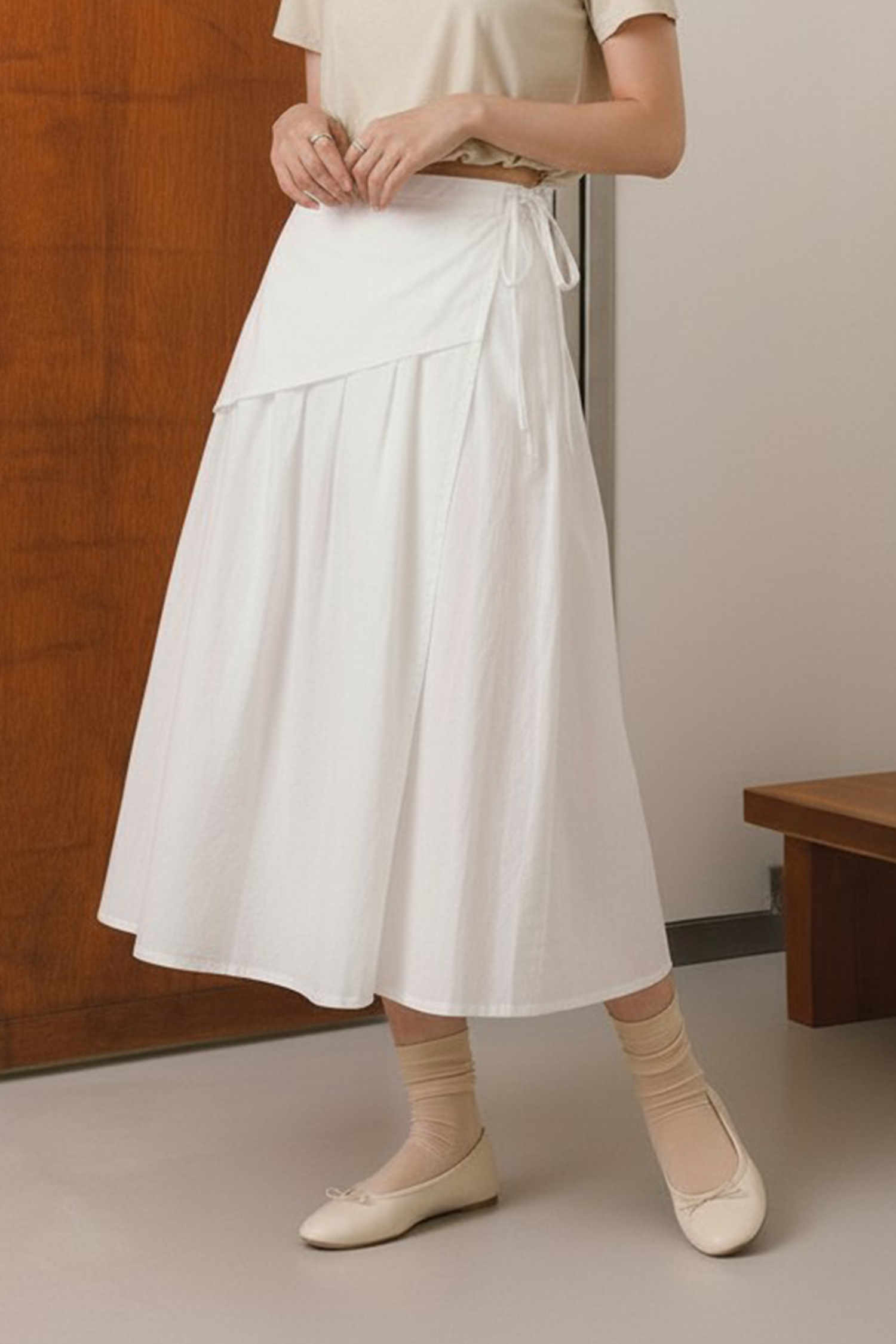 雙層造型 抓褶傘擺裙