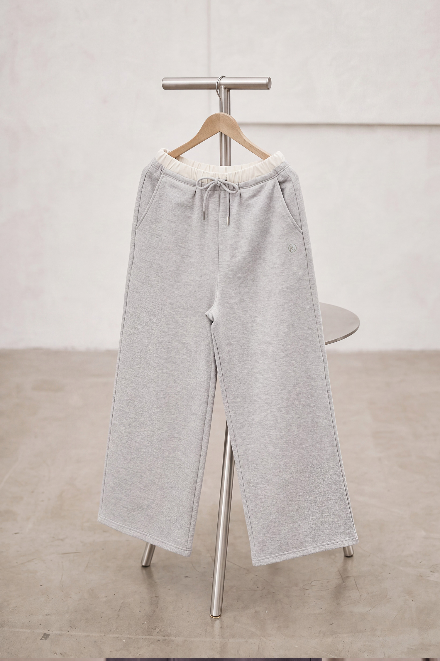 奶霜舒芙棉 雙腰頭寬直筒長褲