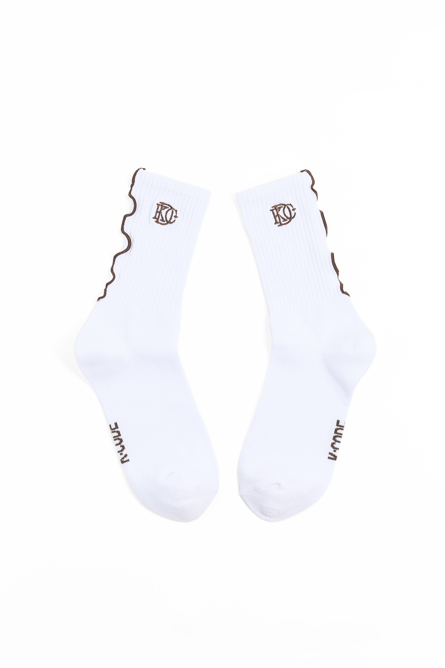 K:CODE 捲邊電繡中筒襪