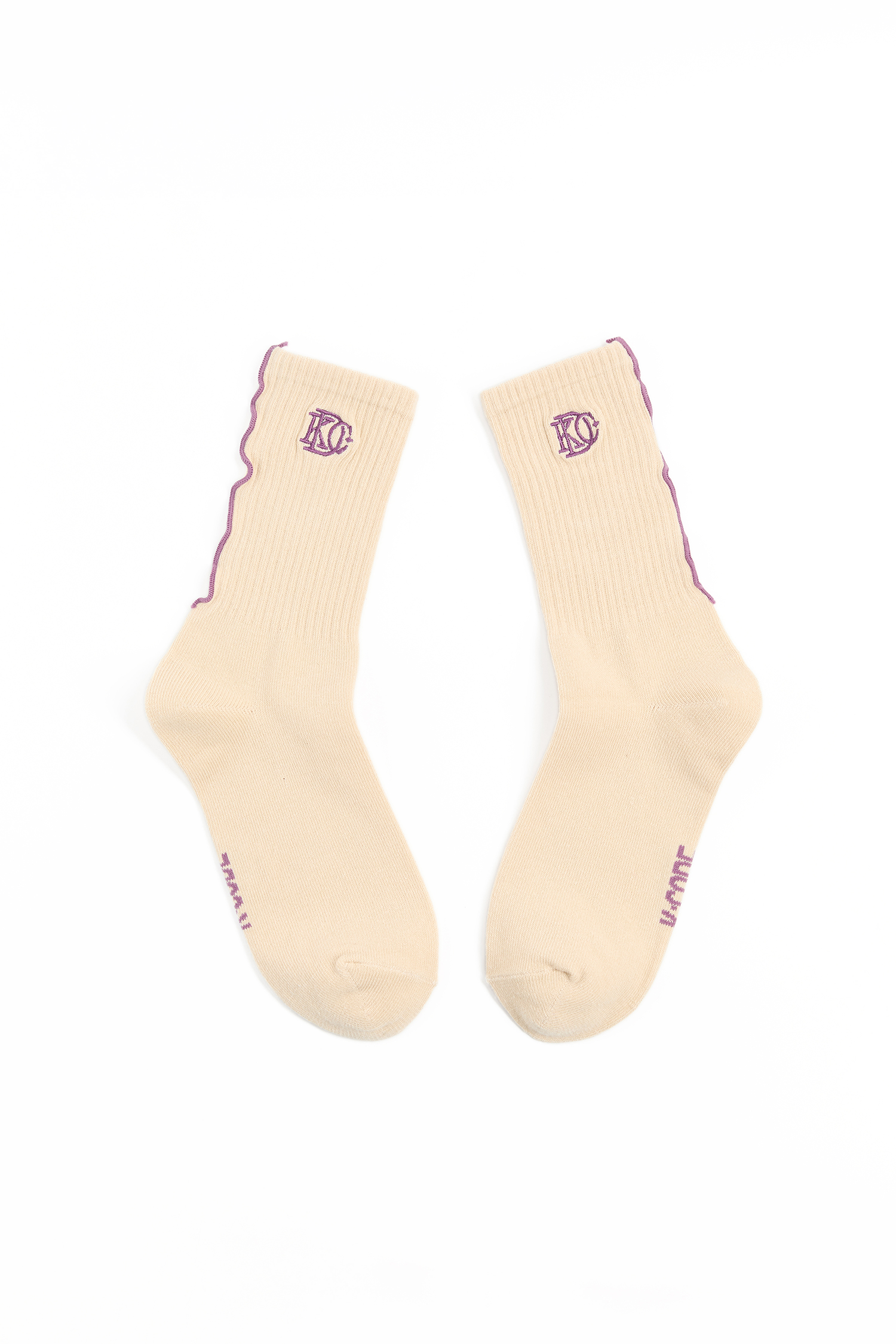 K:CODE 捲邊電繡中筒襪