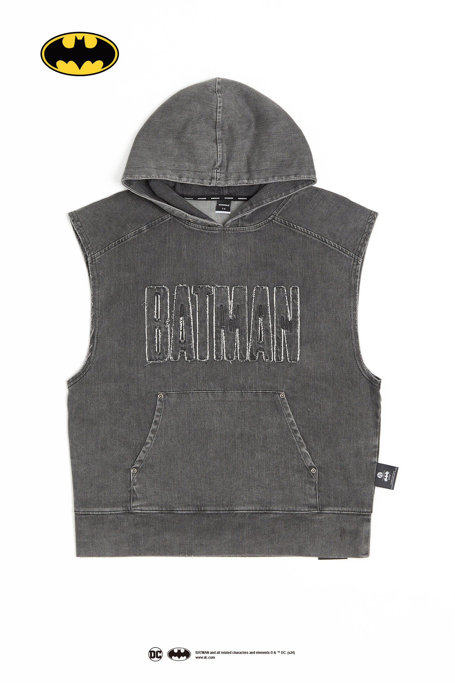 BATMAN 水洗牛仔連帽 無袖上衣