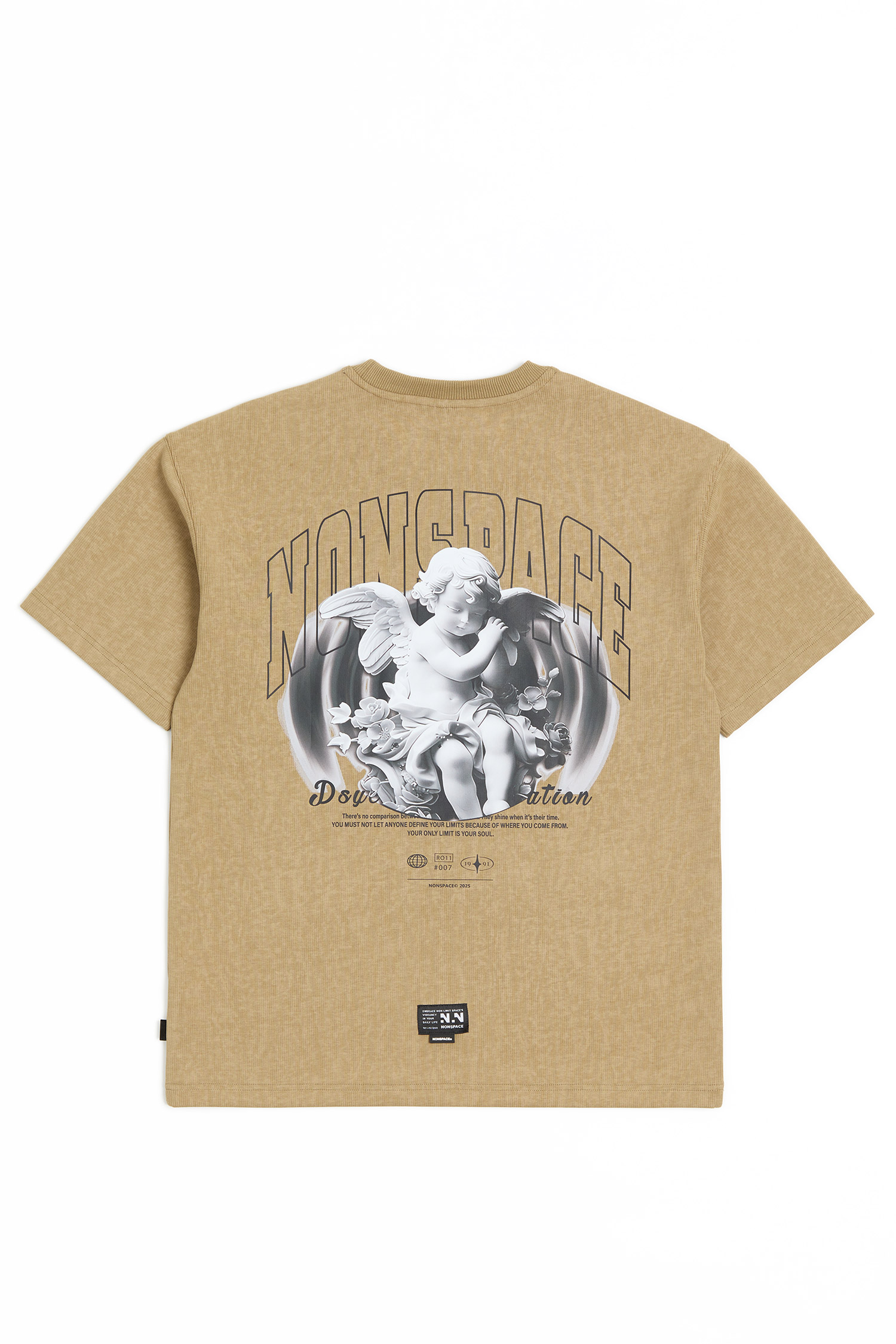 仿舊坑條天使印花 短袖上衣