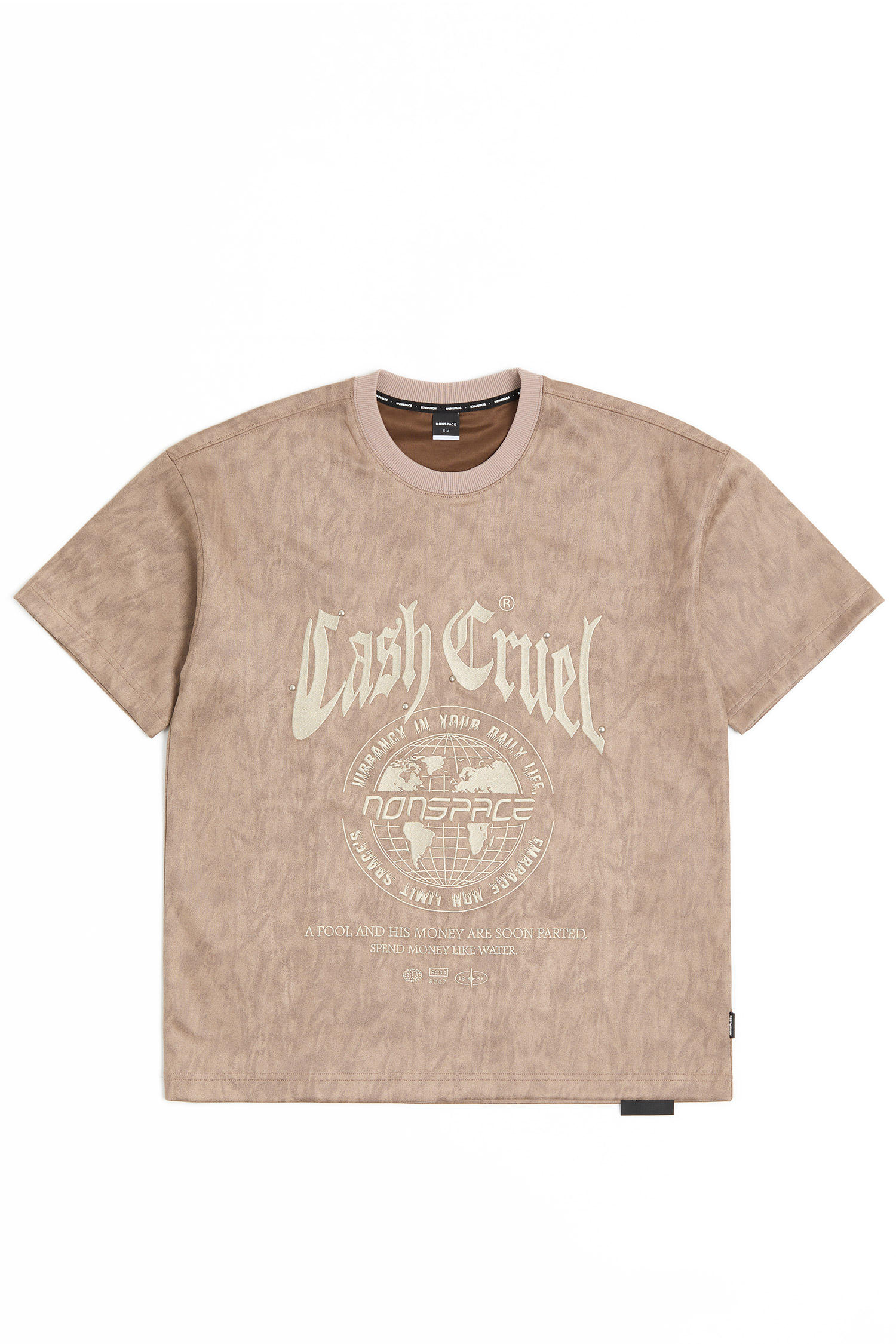 麂皮絨繡花 短袖上衣