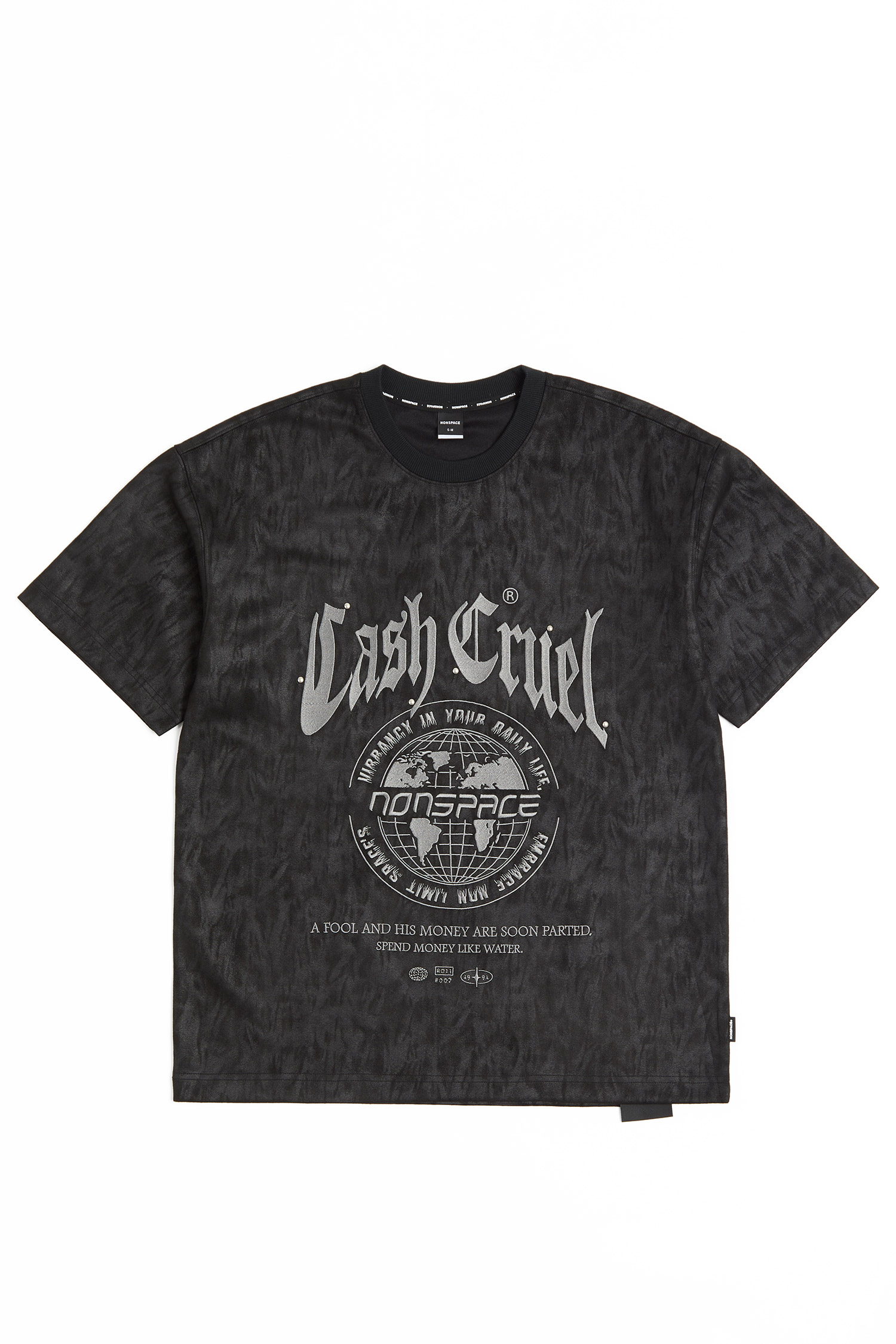 麂皮絨繡花 短袖上衣