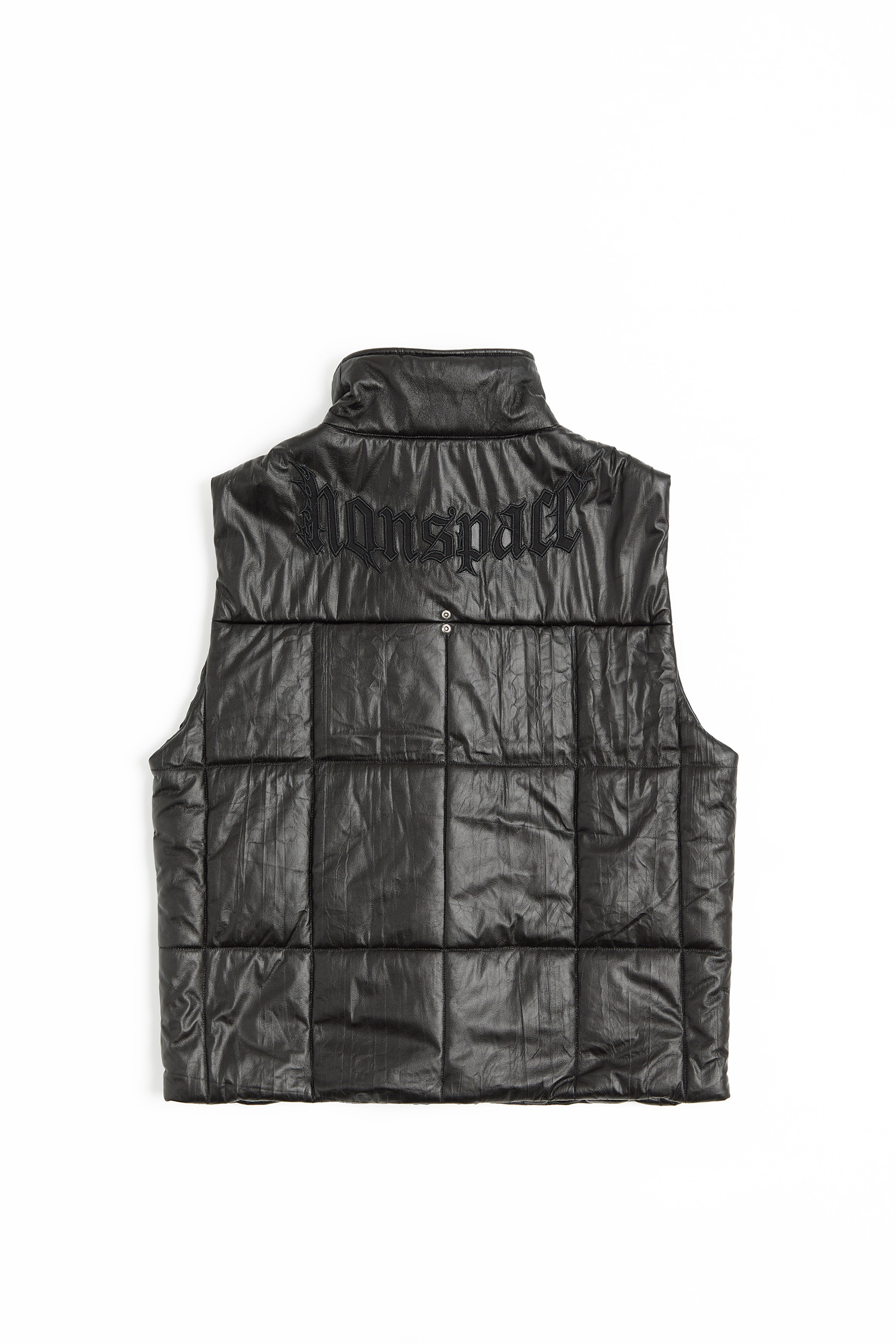 壓褶皮革 鋪棉 背心(寬版)