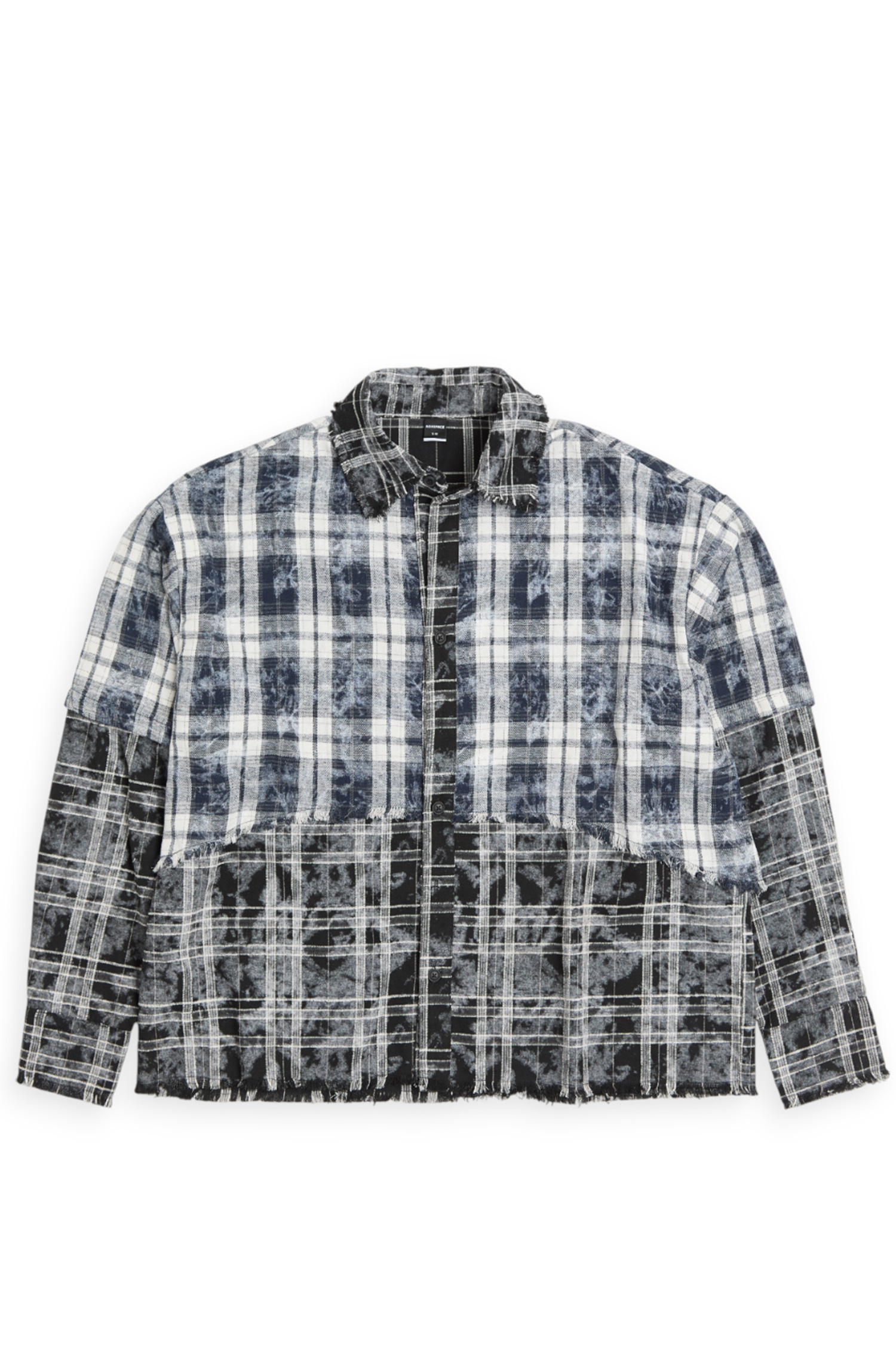 韓系 異格紋拼接 長袖襯衫