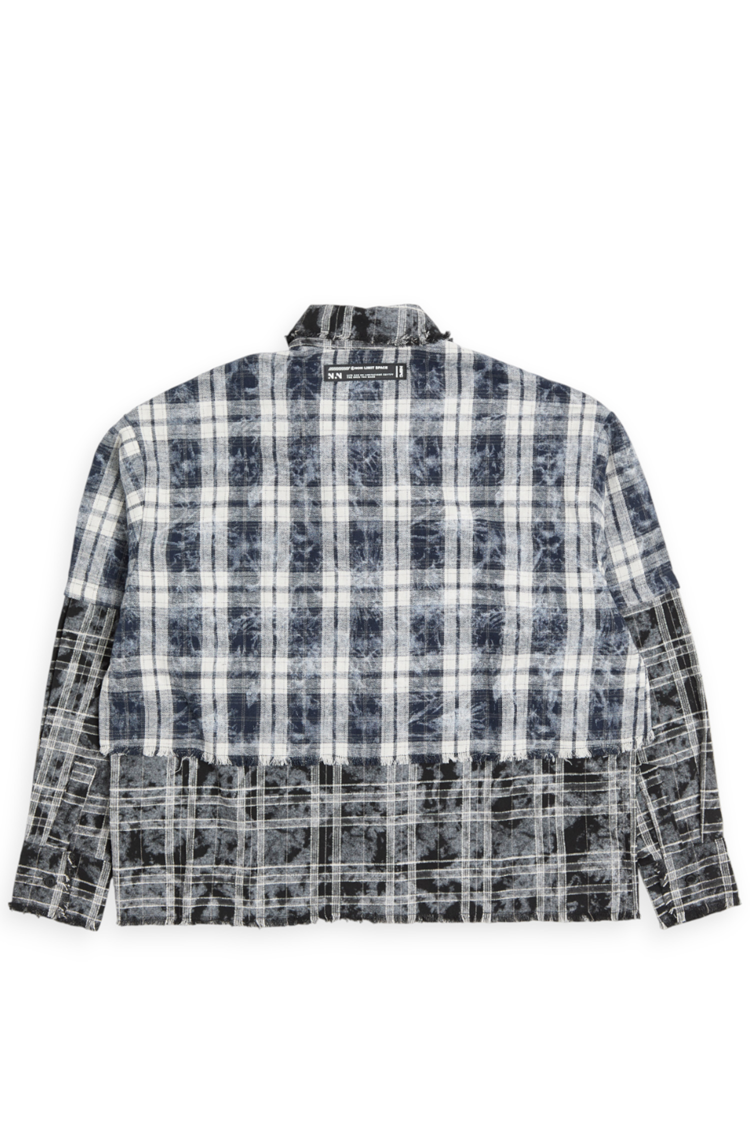 韓系 異格紋拼接 長袖襯衫