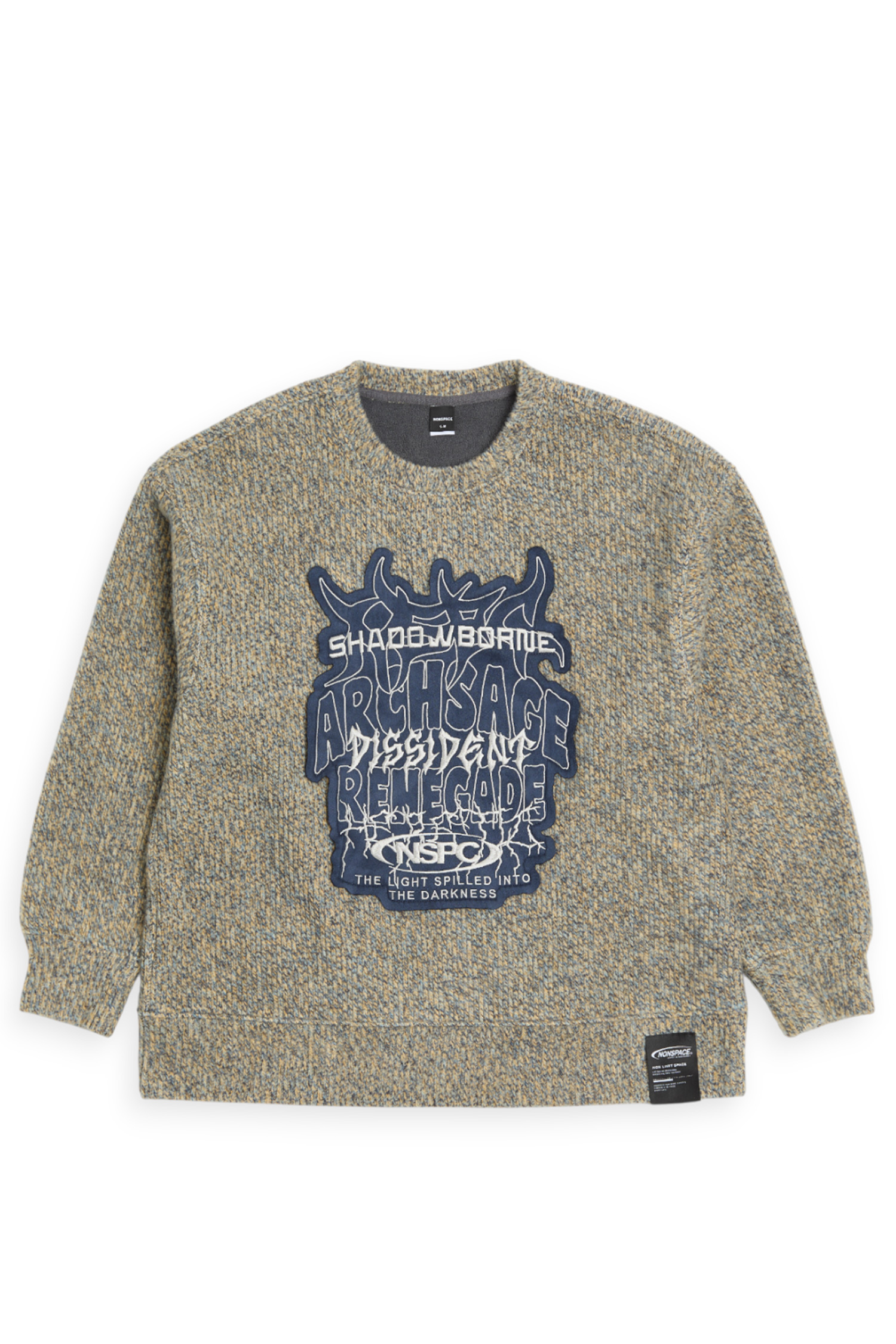 異字體貼布繡 針織長袖上衣