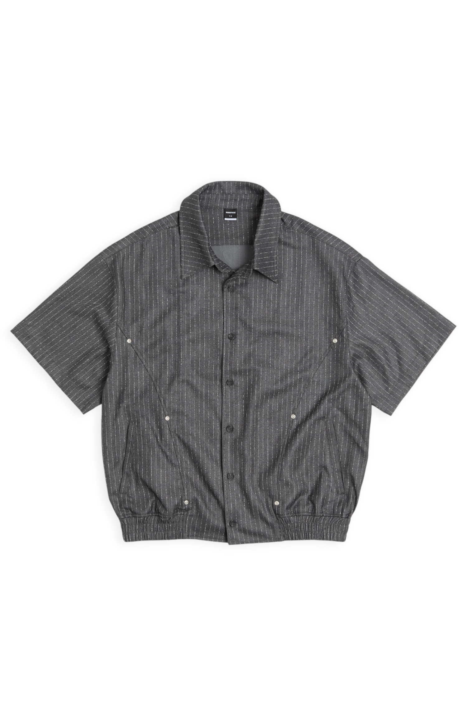 點狀條紋 釘釦 短袖襯衫