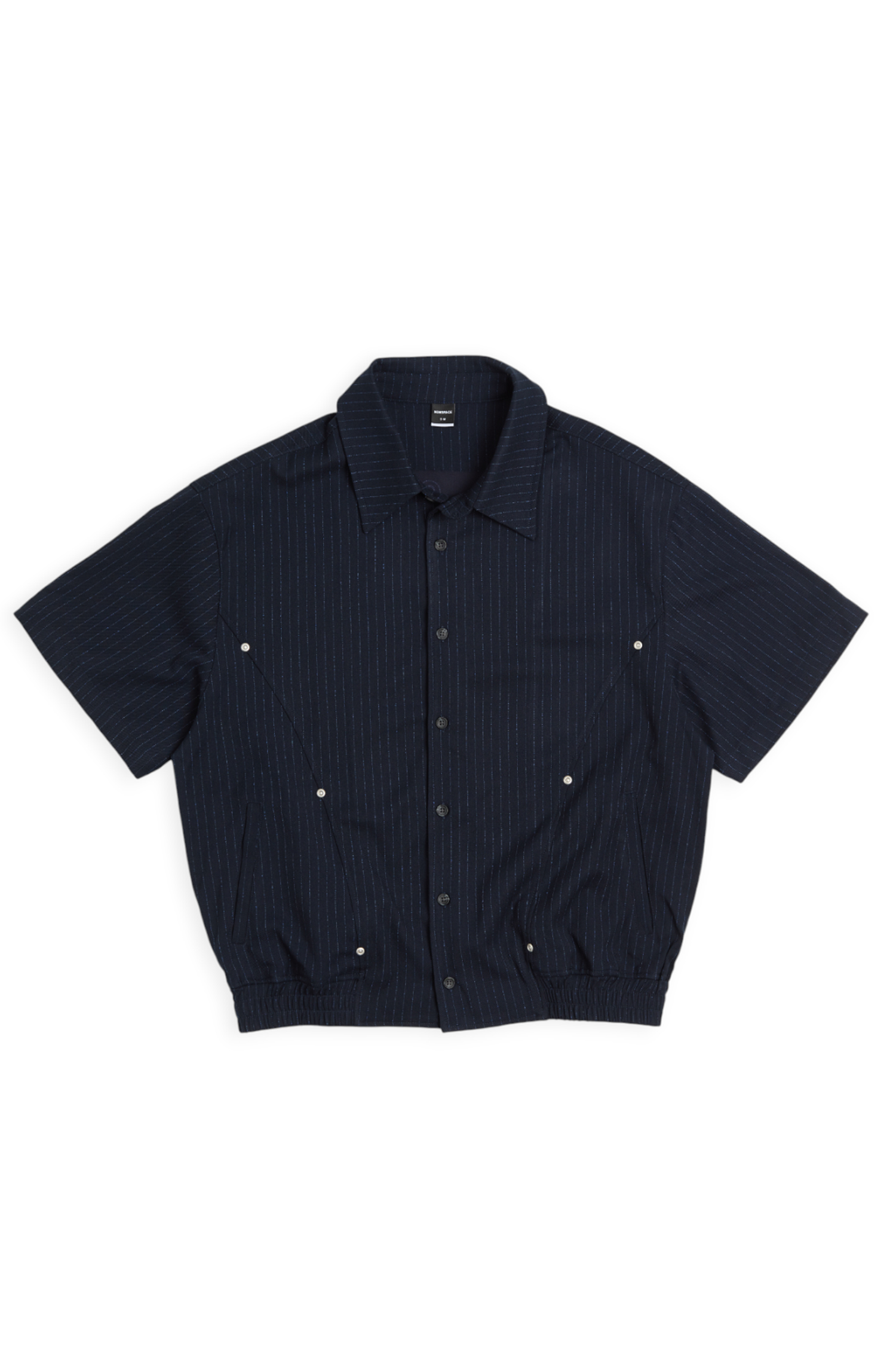 點狀條紋 釘釦 短袖襯衫