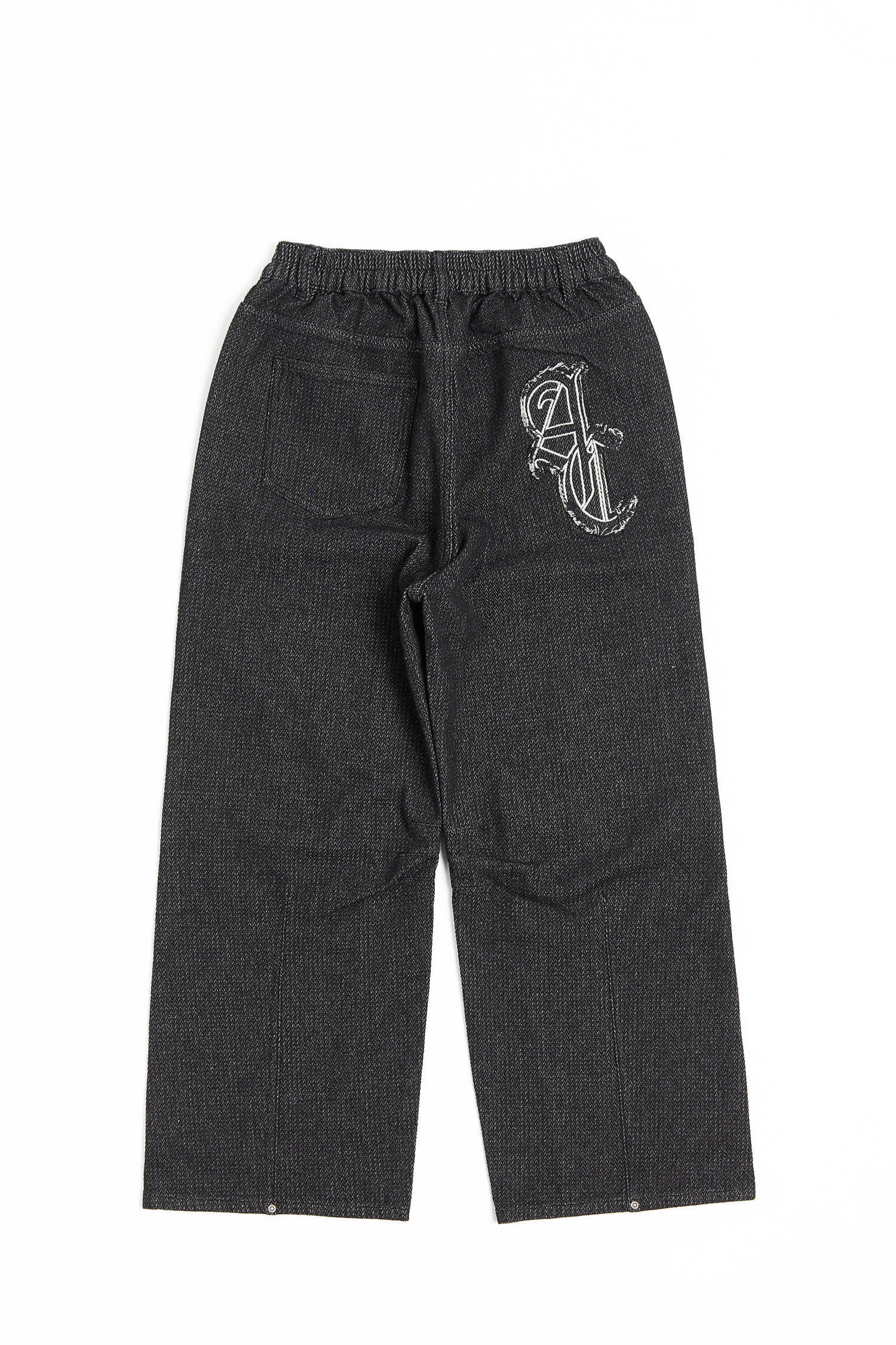 緹花牛仔 拉鍊長褲