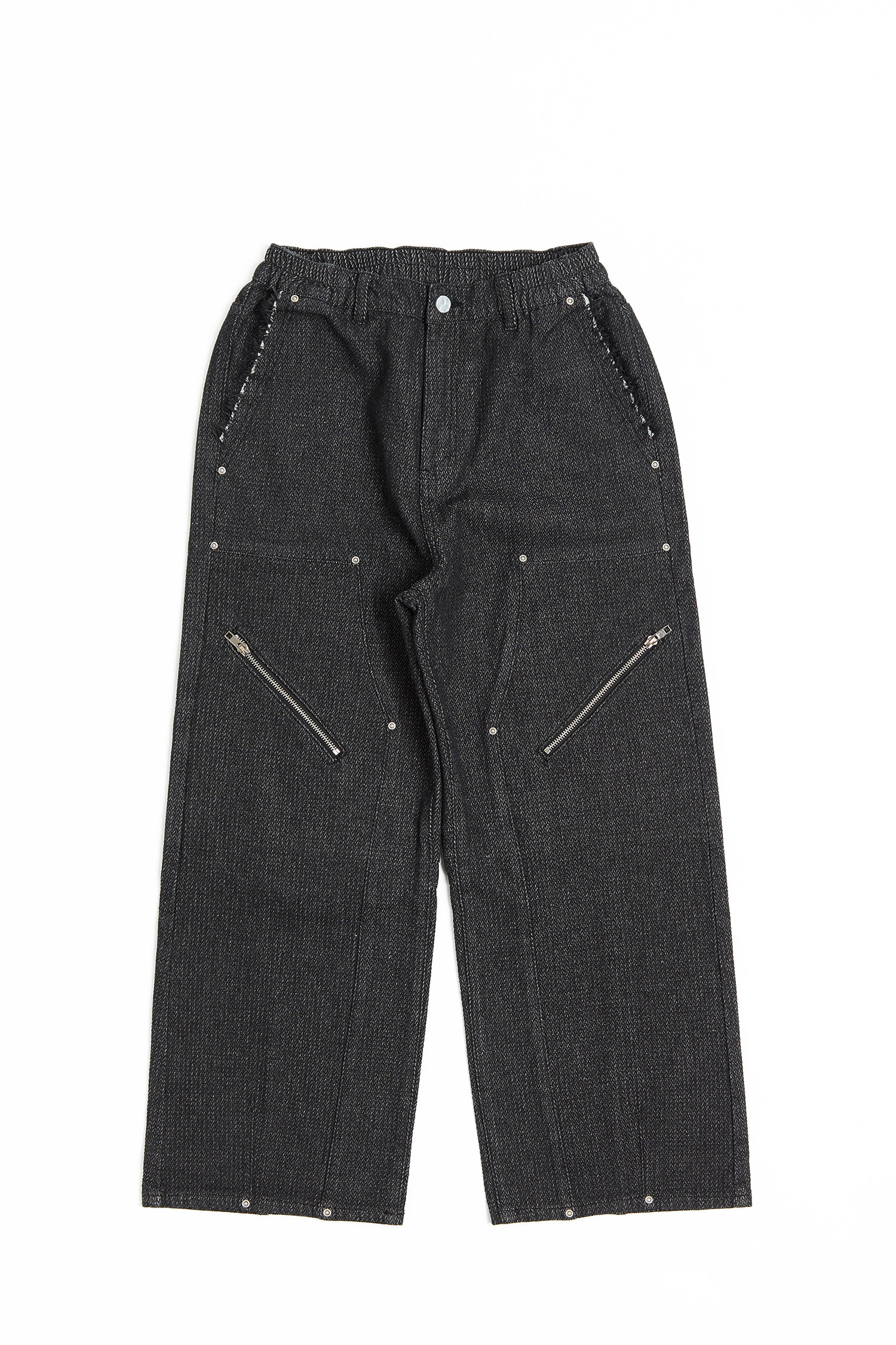 緹花牛仔 拉鍊長褲