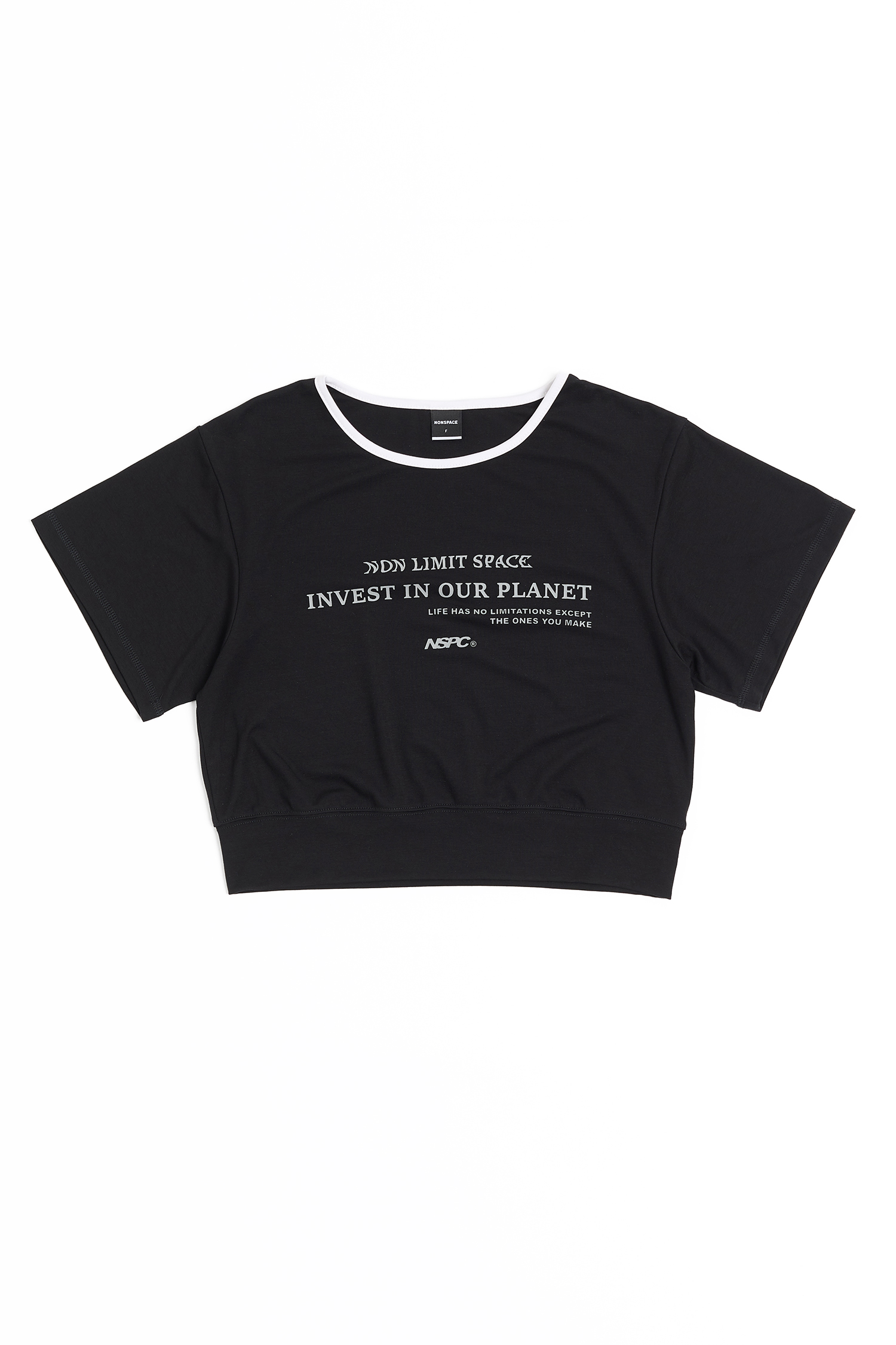 NONSPACE 美式領撞色短版短袖上衣(女)