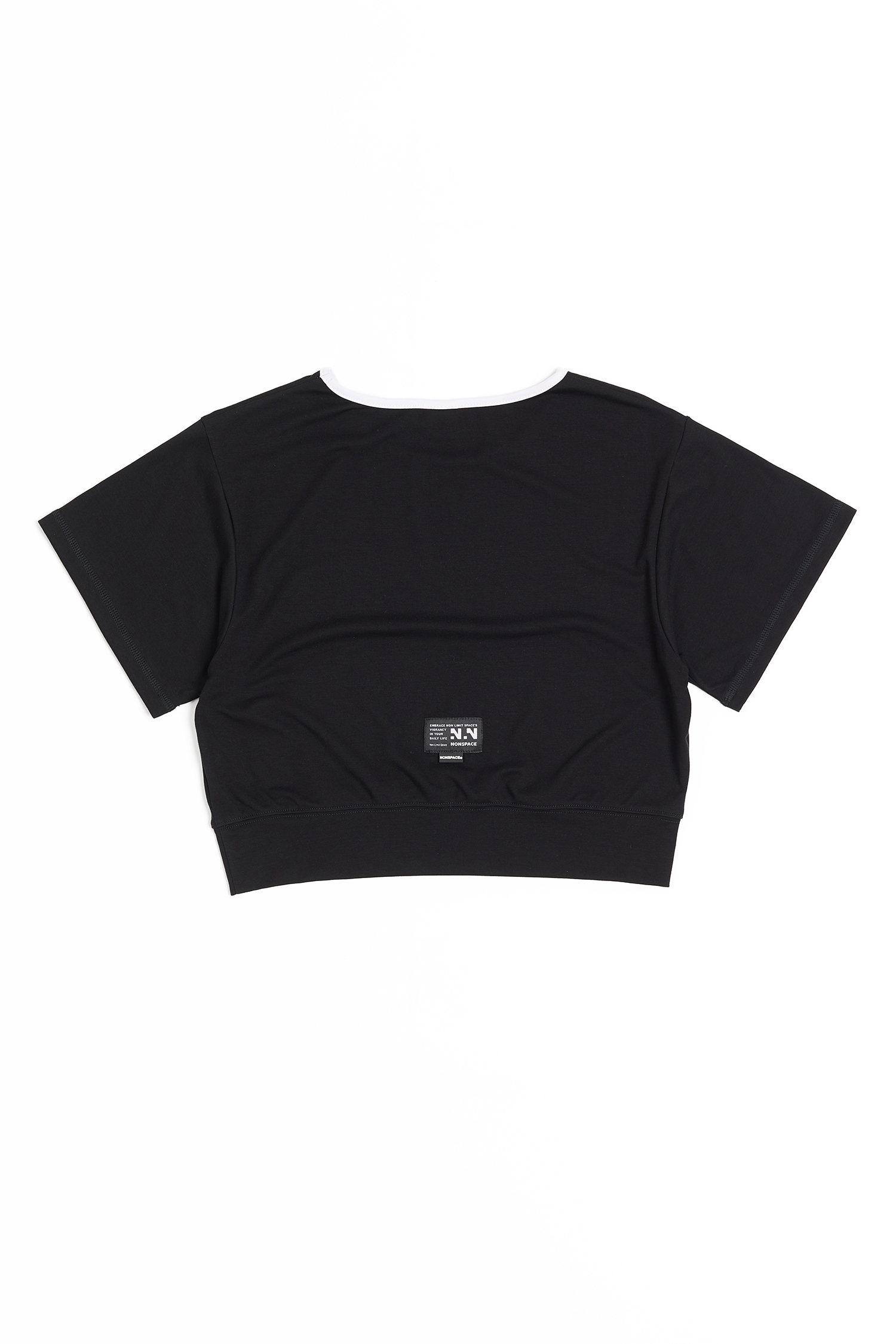 NONSPACE 美式領撞色短版短袖上衣(女)