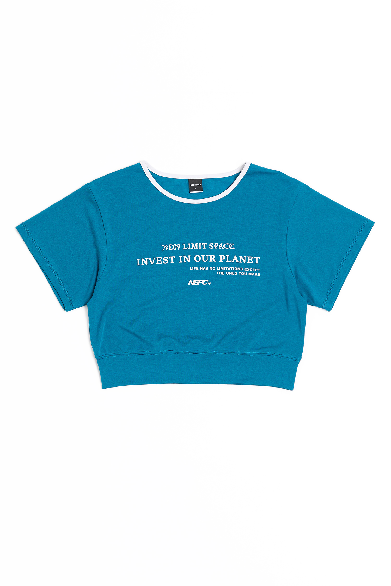 NONSPACE 美式領撞色短版短袖上衣(女)