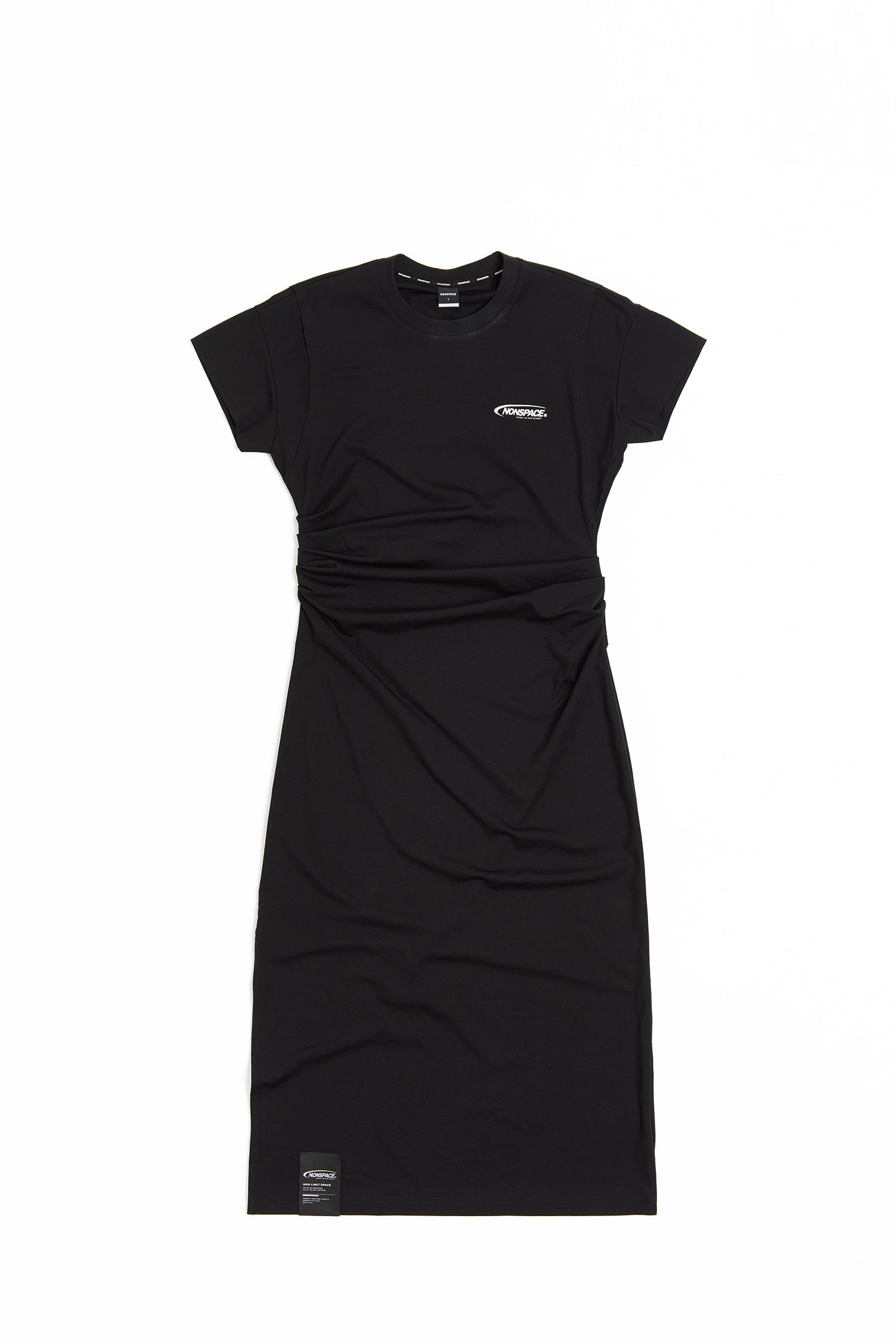 NONSPACE 抓褶剪接連身短袖洋裝(女)