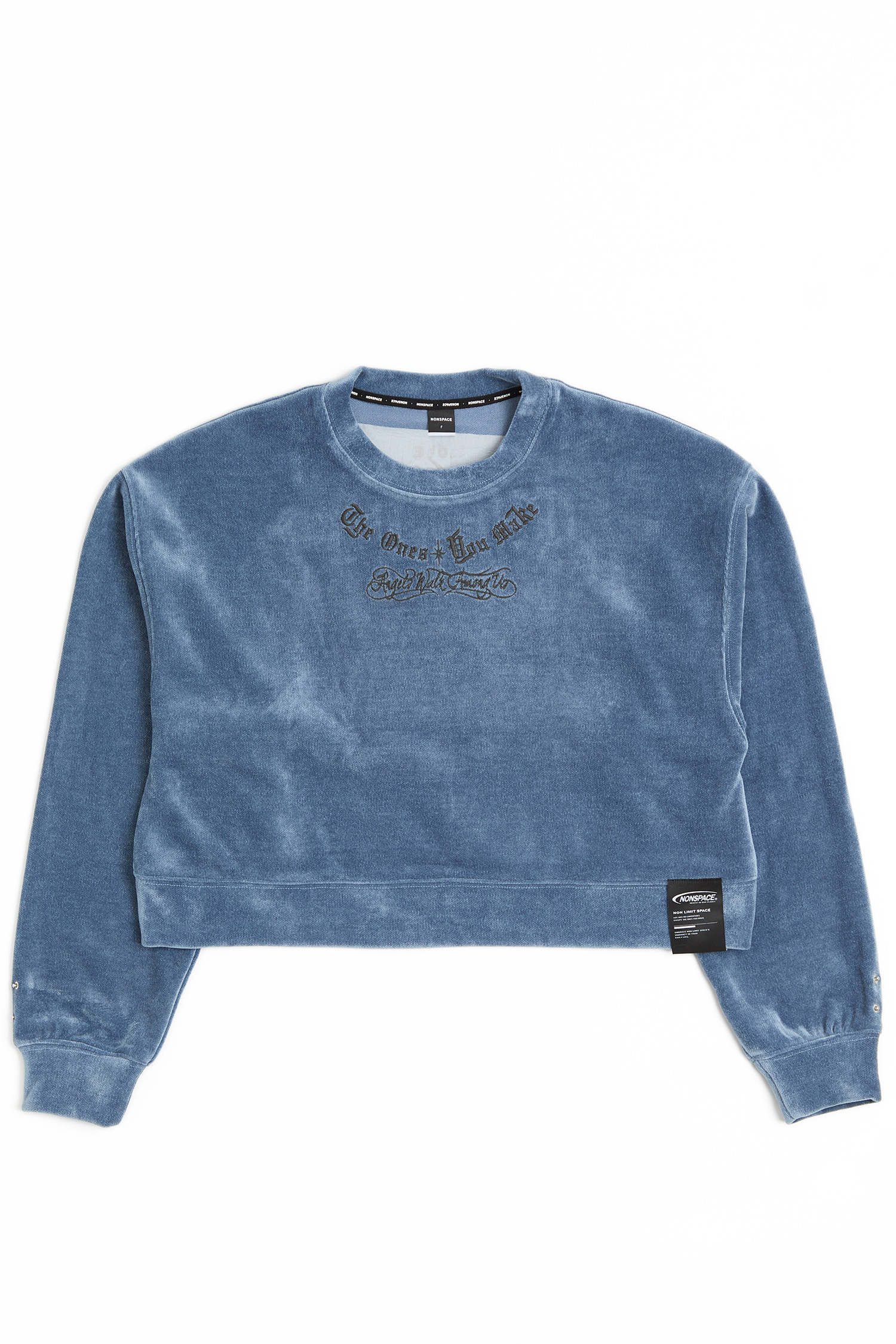 星空絨 天使電繡短版長袖上衣(女)