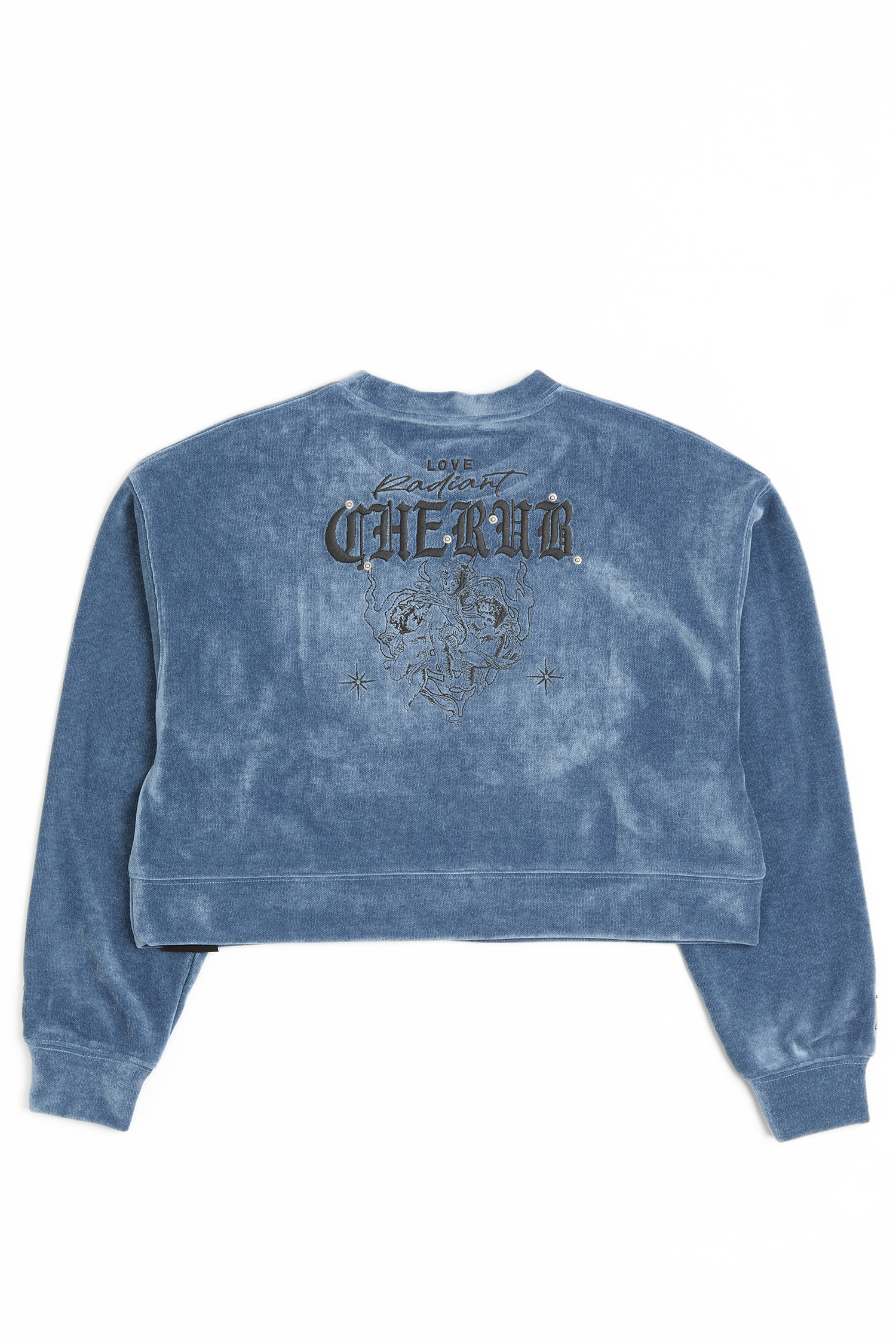 星空絨 天使電繡短版長袖上衣(女)