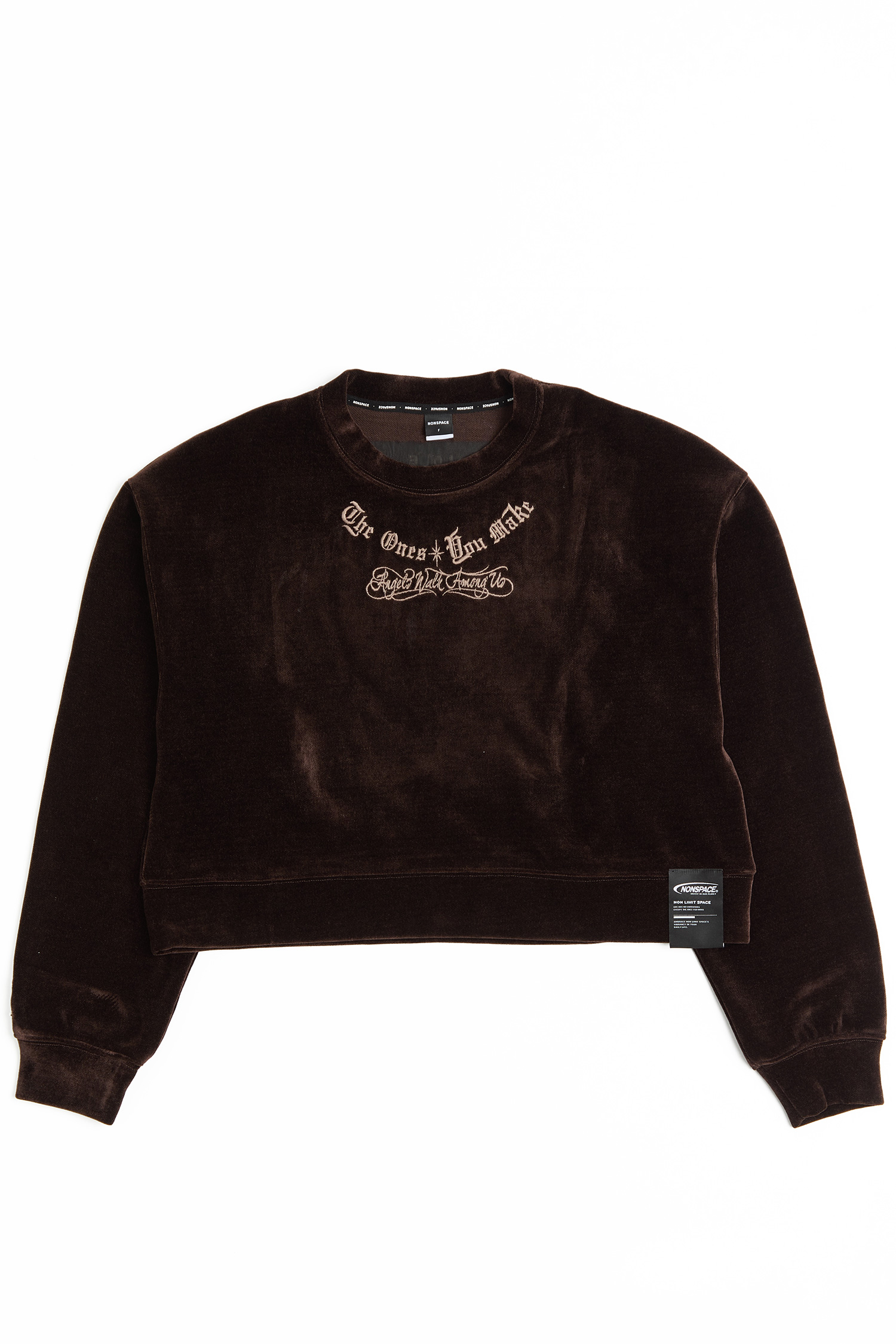 星空絨 天使電繡短版長袖上衣(女)