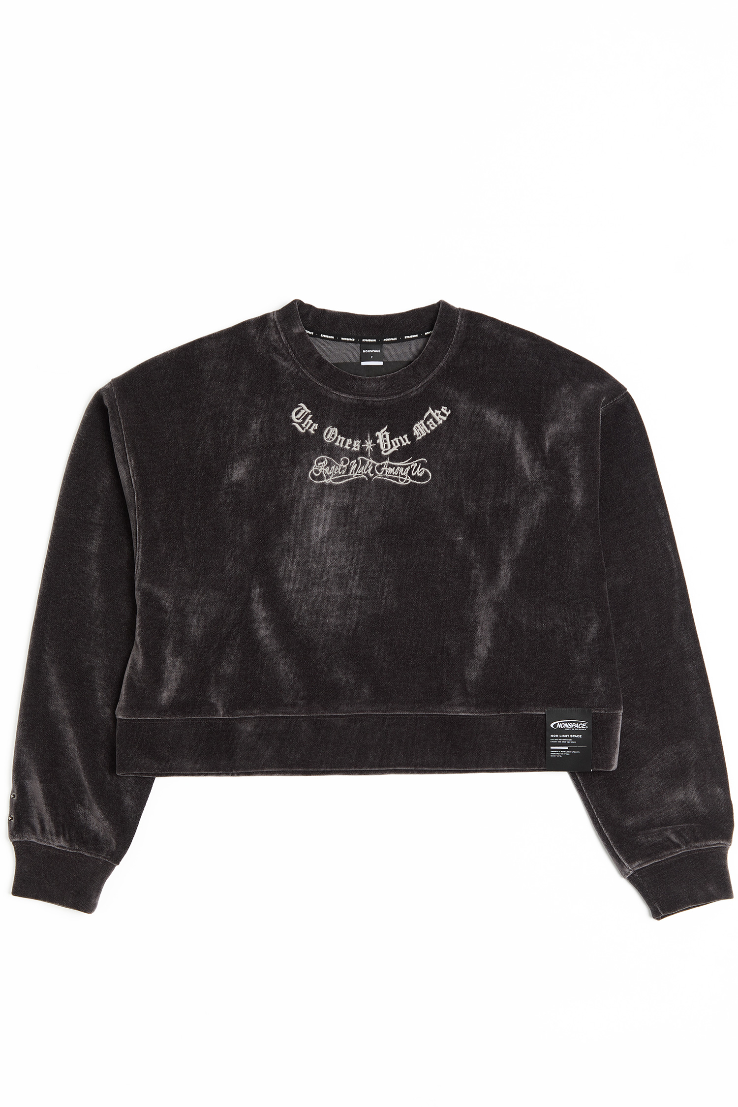 星空絨 天使電繡短版長袖上衣(女)