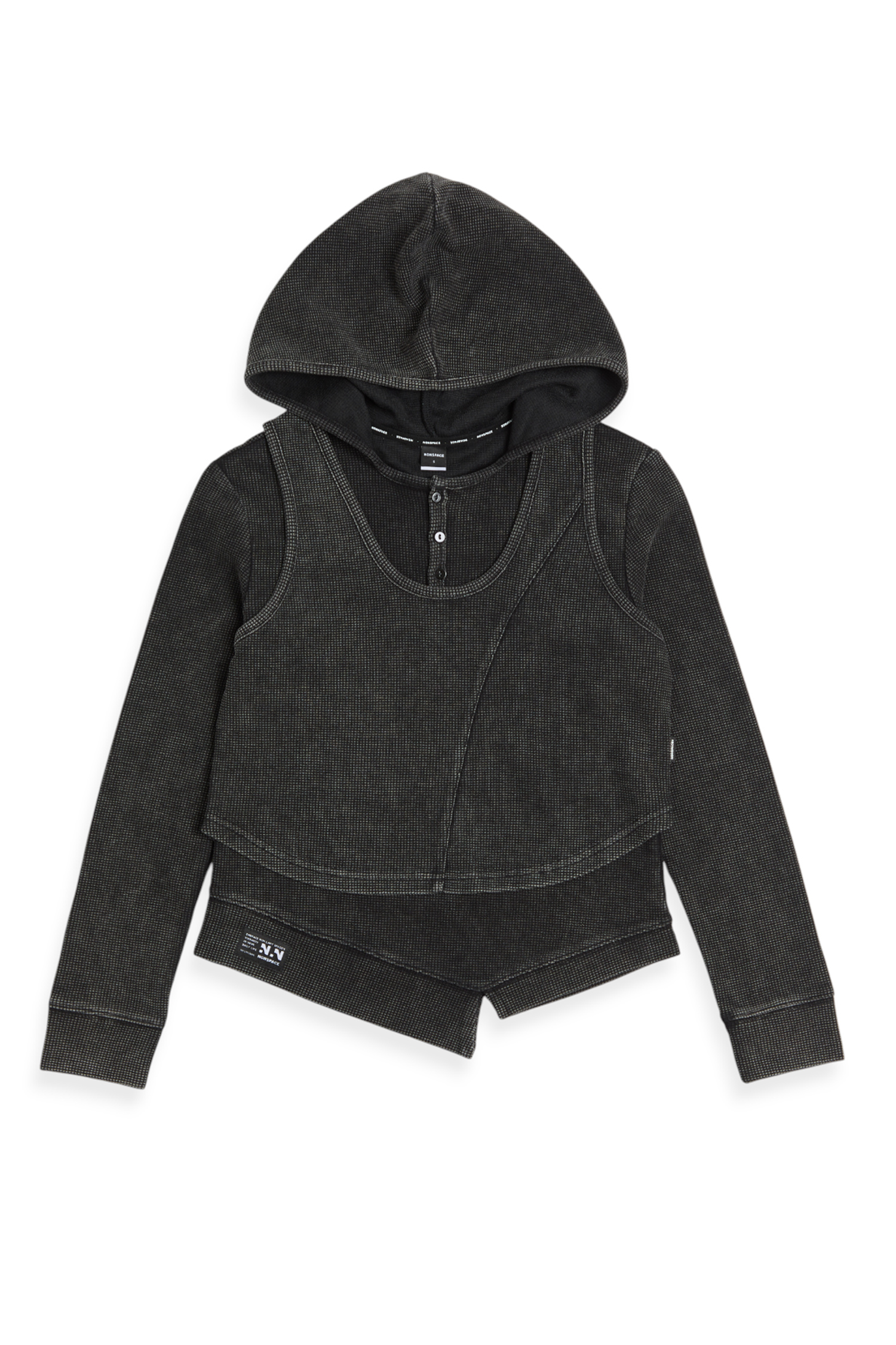 韓系兩件式 連帽長袖上衣(女)