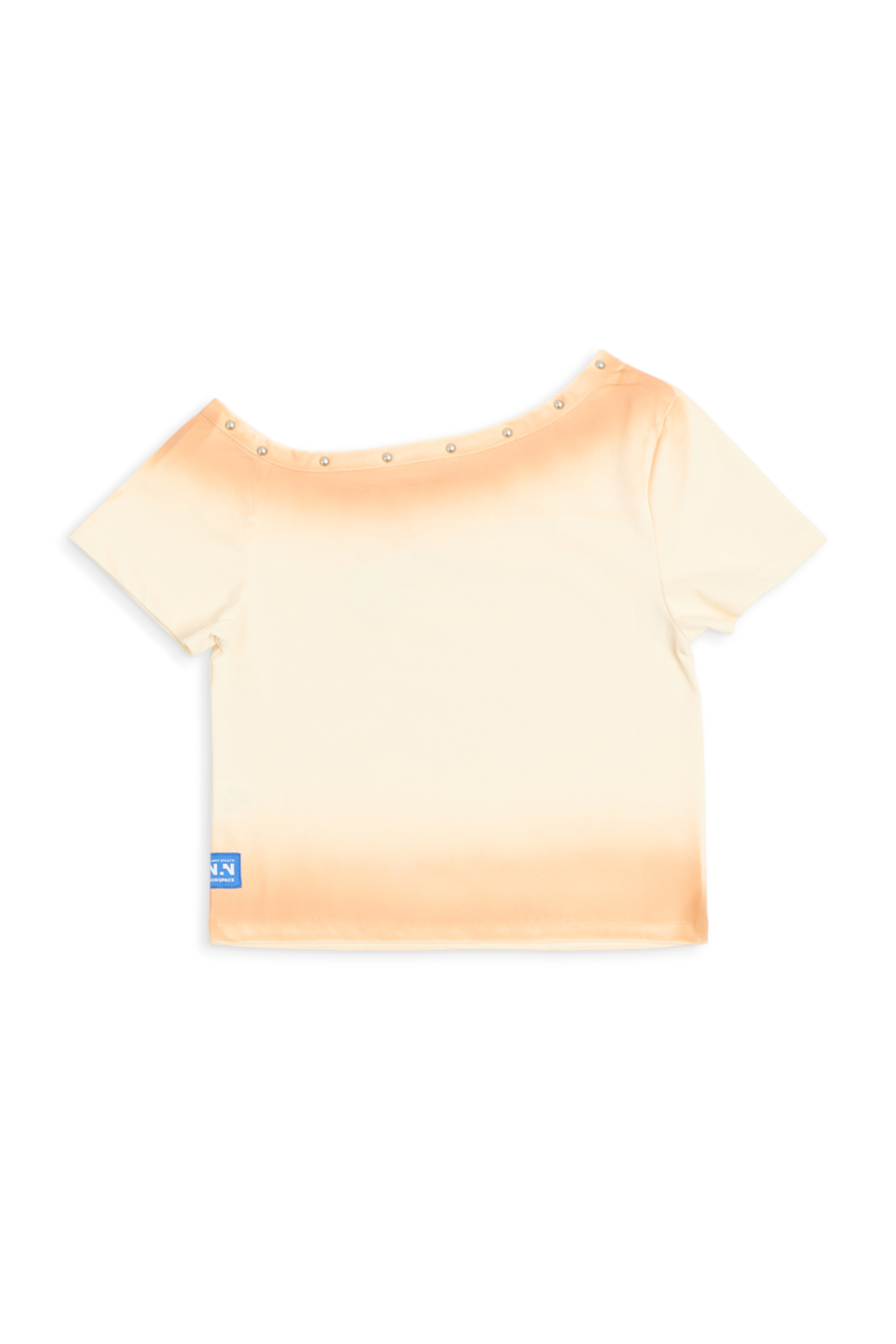 斜肩鉚釘裝飾短袖上衣(女)