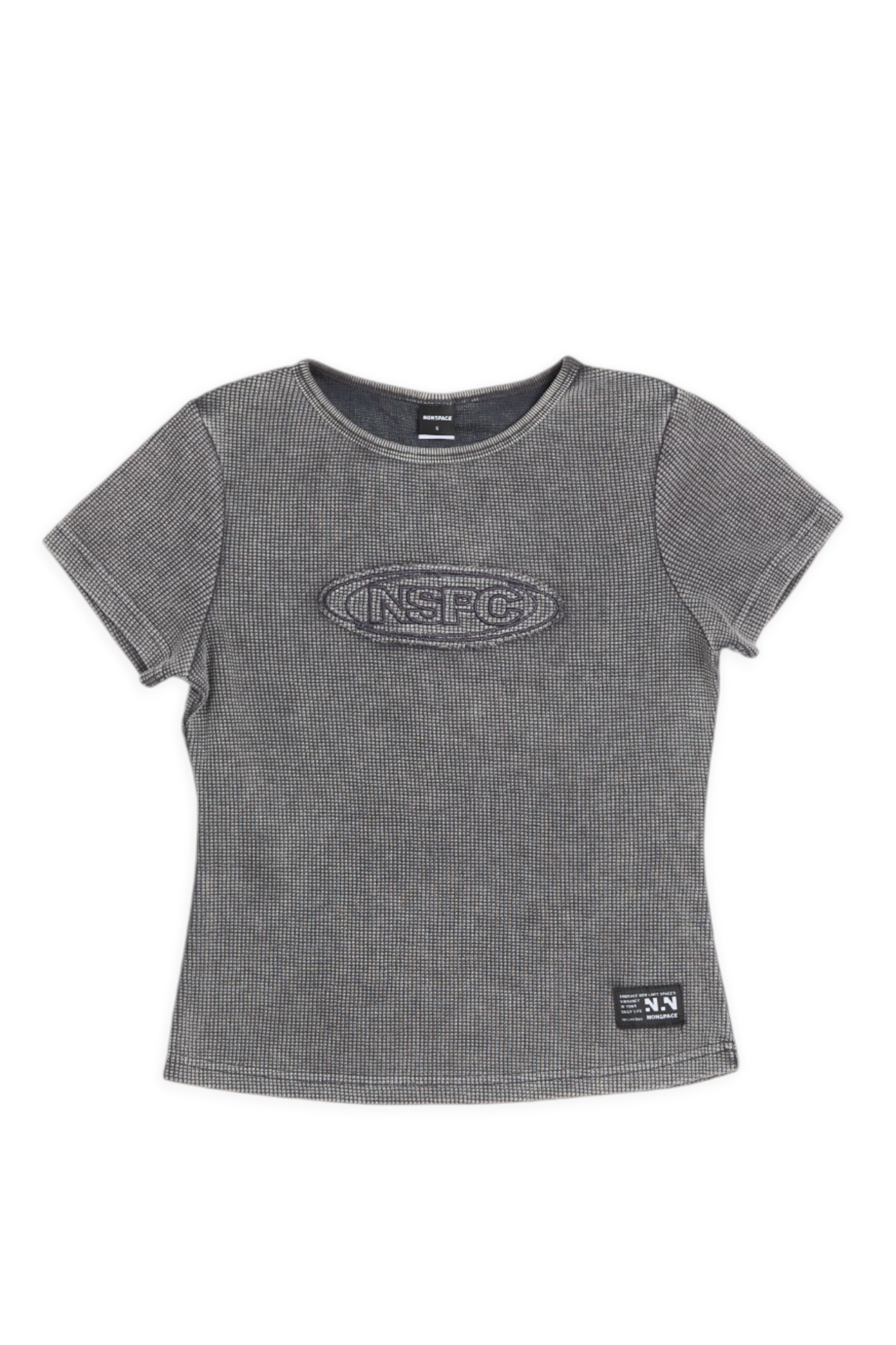 品牌LOGO洗舊感短袖上衣(女)