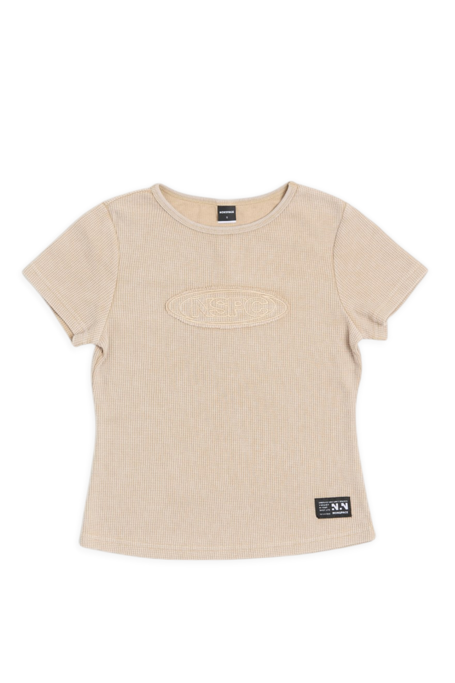 品牌LOGO洗舊感短袖上衣(女)