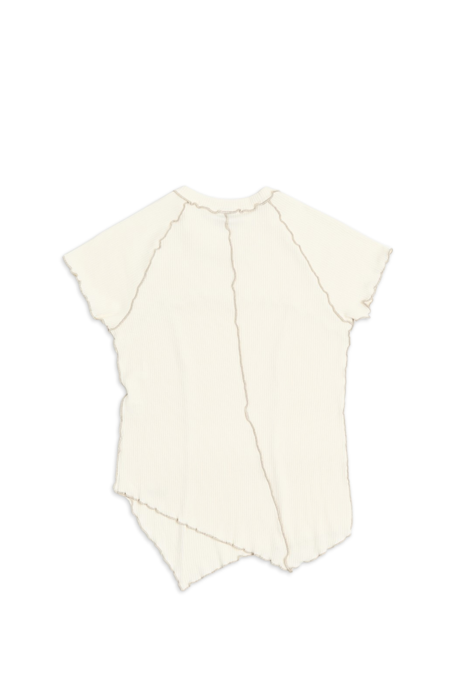 捲邊斜襬修身短袖上衣(女)