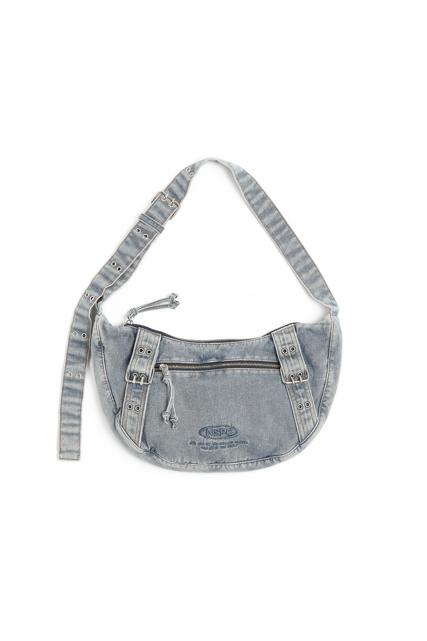 牛仔洗舊半月包